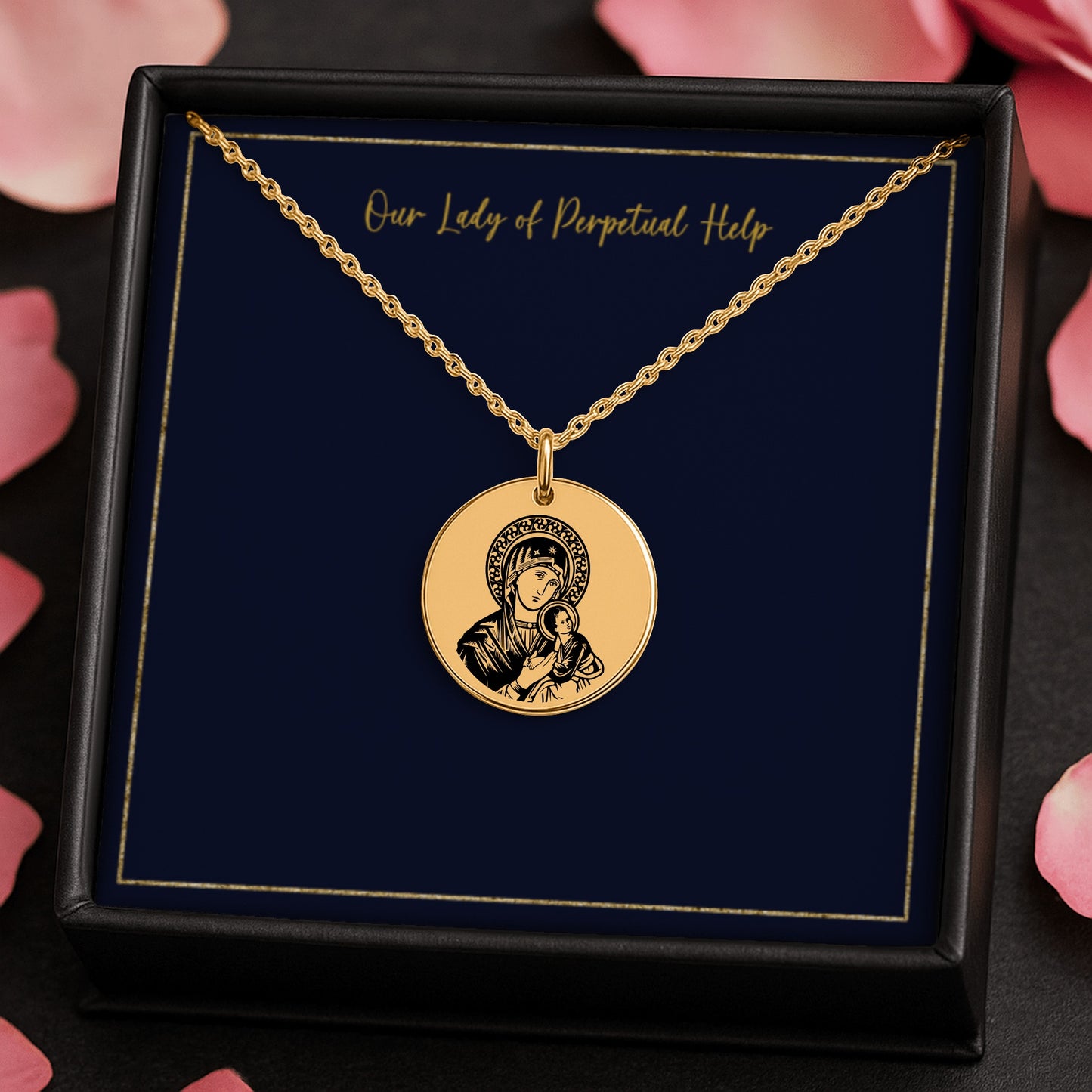 Mary and Jesus | Our Lady of Perpetual Help Engraved Necklace