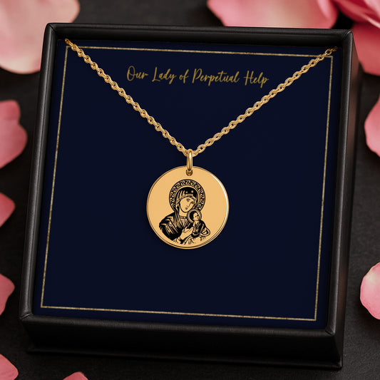 Mary and Jesus | Our Lady of Perpetual Help Engraved Necklace
