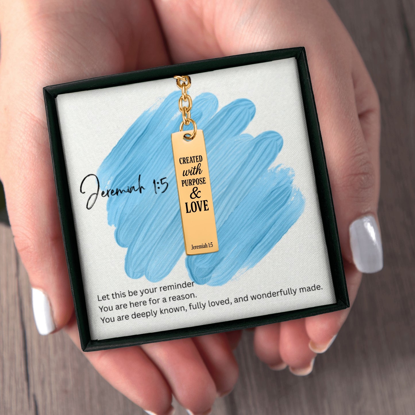 Jeremiah 1:5 Vertical Bar Keychain | Created with Purpose and Love | Bible Verse Christian Faith Religious Inspirational Gift Ideas