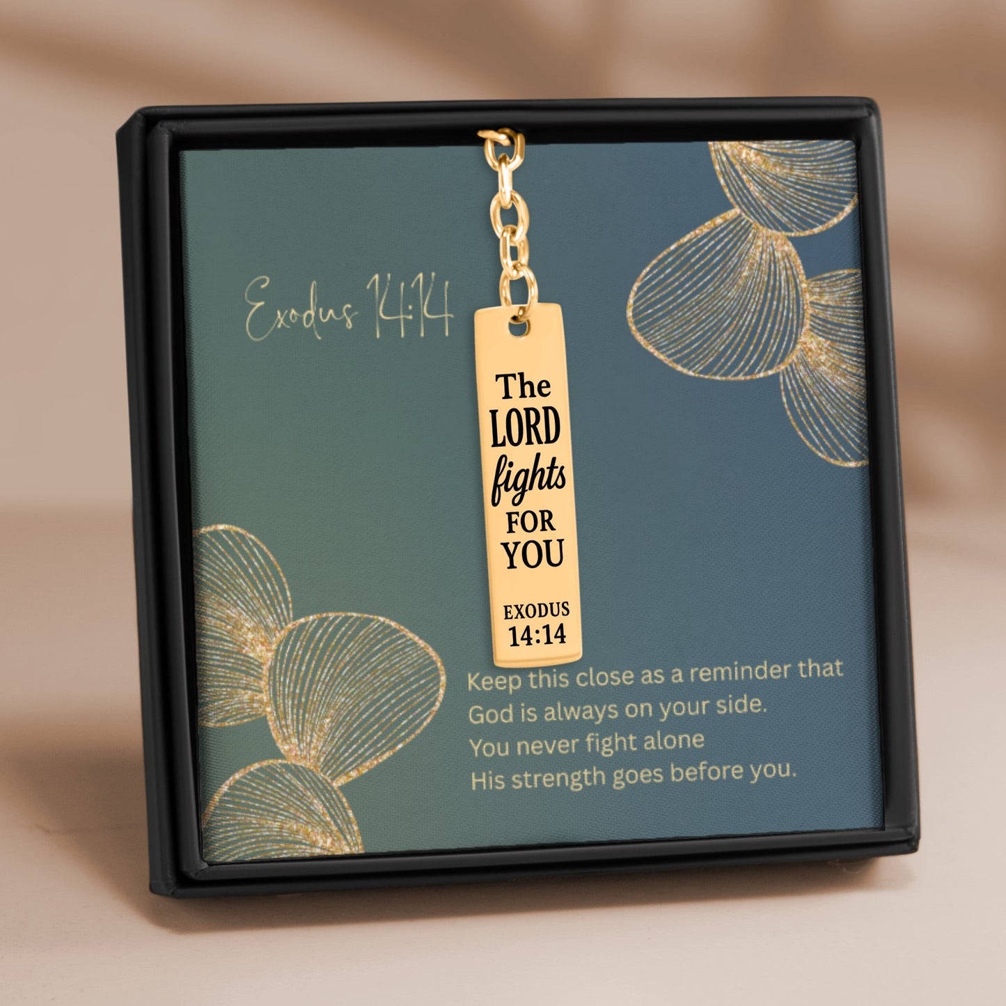 Exodus 14:14 Engraved Vertical Bar Keychain | The Lord Fights for You | Bible Verse Christian Faith Religious Inspirational Gift Ideas