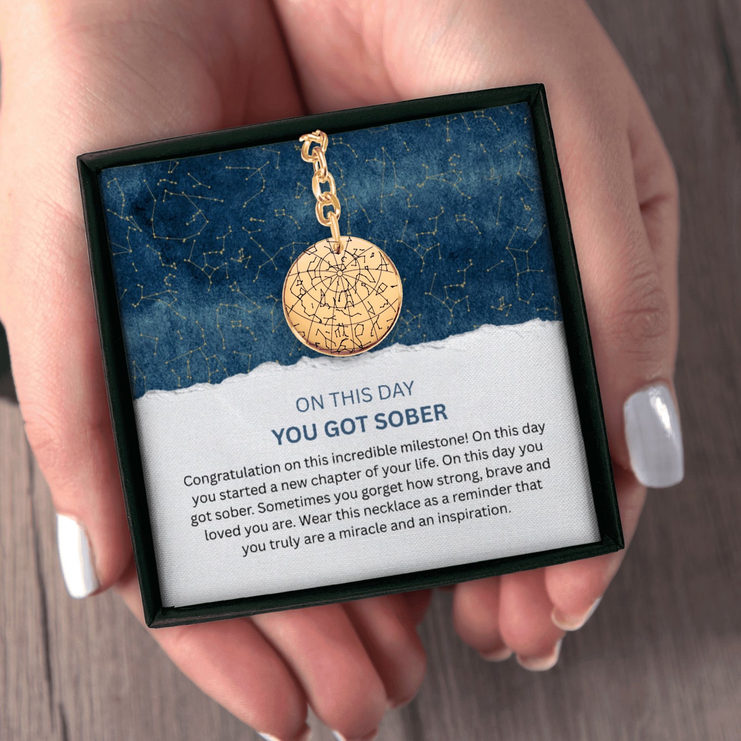 Custom Sober Day Star Map Sobriety Coin Keychain | Anniversary Recovery Encouragement Inspiration Gift