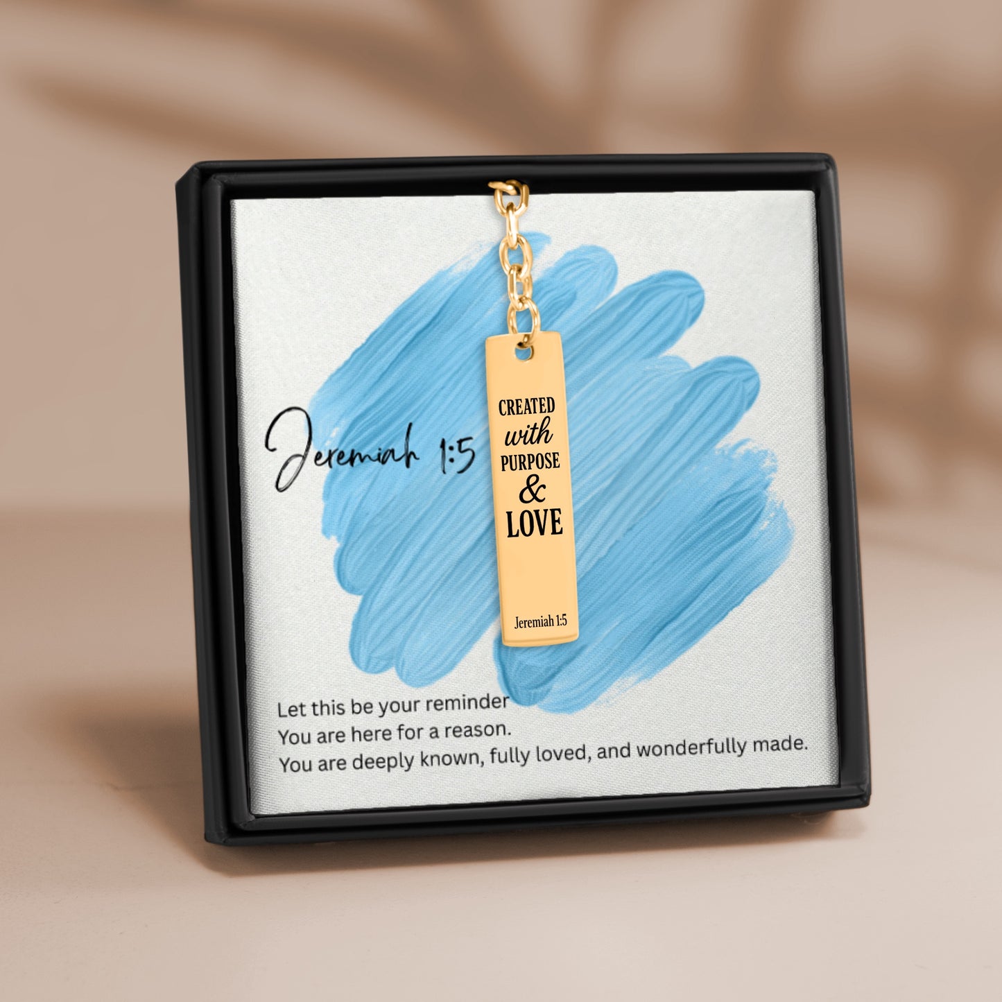 Jeremiah 1:5 Vertical Bar Keychain | Created with Purpose and Love | Bible Verse Christian Faith Religious Inspirational Gift Ideas