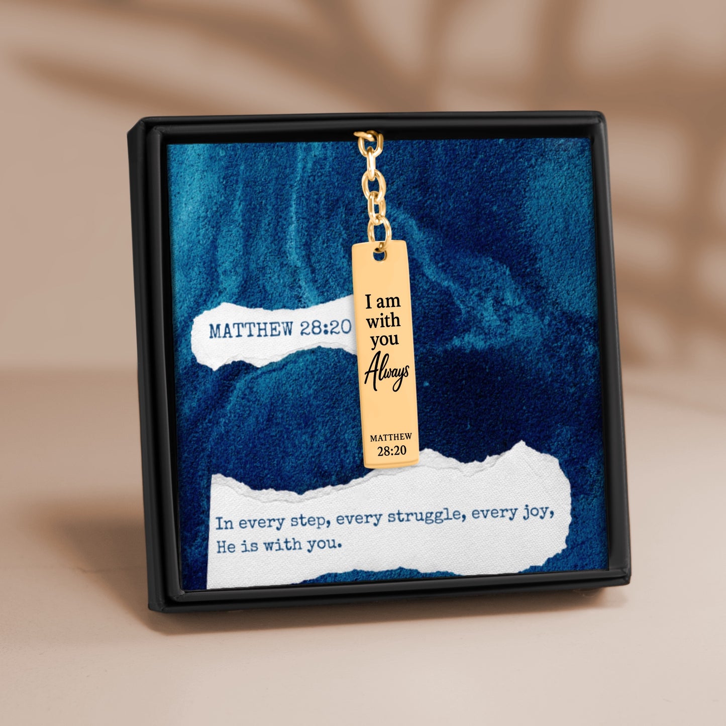 Matthew 28:20 Engraved Vertical Bar Keychain | I am with You Always | Bible Verse Christian Faith Religious Inspirational Gift Ideas