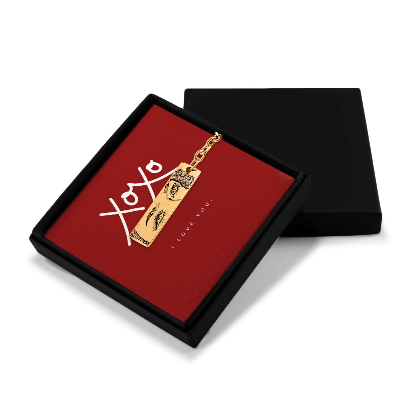 Personalized Custom Stunning Her Eyes His Your Eyes Eyes Engraved Vertical Bar Keychain | Special Gift Ideas for Birthday Christmas Anniversary Valentine's Day and More