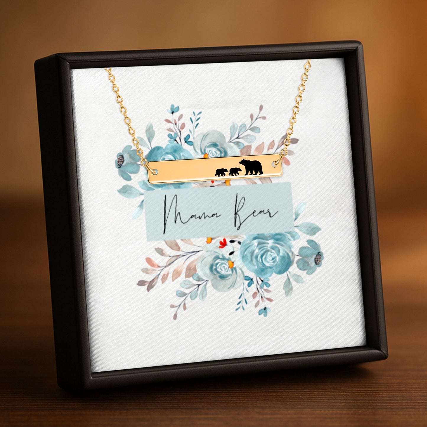 Mama Bear Bar Necklace, Mama Bear Bear Cubs Necklace, Mommy Necklace, Mother's Day Gift, New Mom Gift, Push Present for Wife, Gift for Her