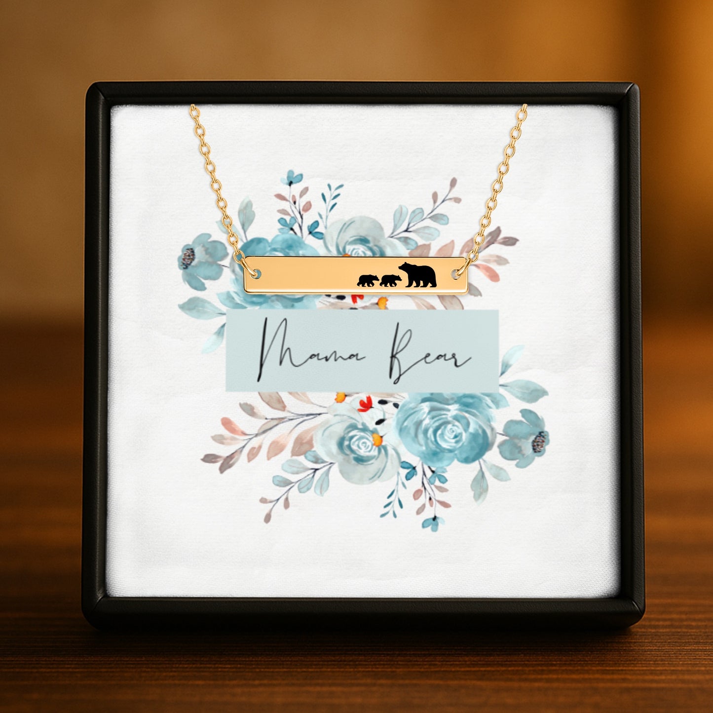Mama Bear Bar Necklace, Mama Bear Bear Cubs Necklace, Mommy Necklace, Mother's Day Gift, New Mom Gift, Push Present for Wife, Gift for Her