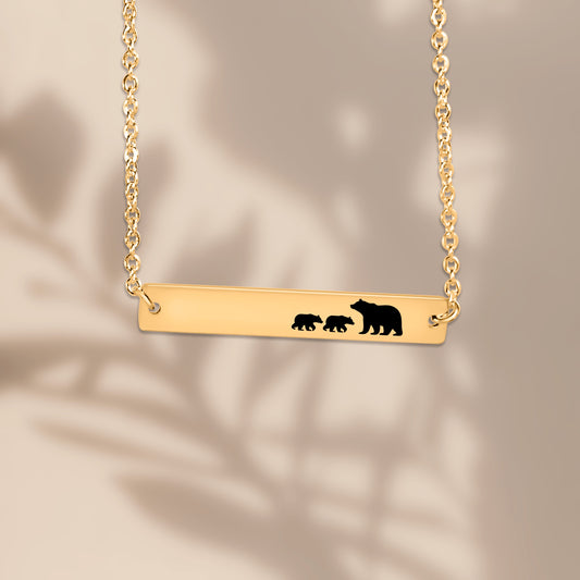 Mama Bear Bar Necklace, Mama Bear Bear Cubs Necklace, Mommy Necklace, Mother's Day Gift, New Mom Gift, Push Present for Wife, Gift for Her