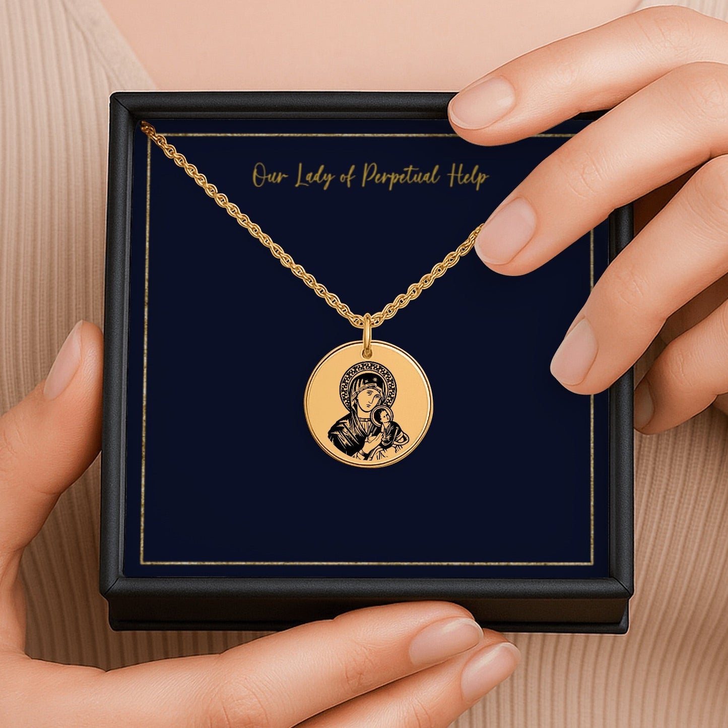 Mary and Jesus | Our Lady of Perpetual Help Engraved Necklace