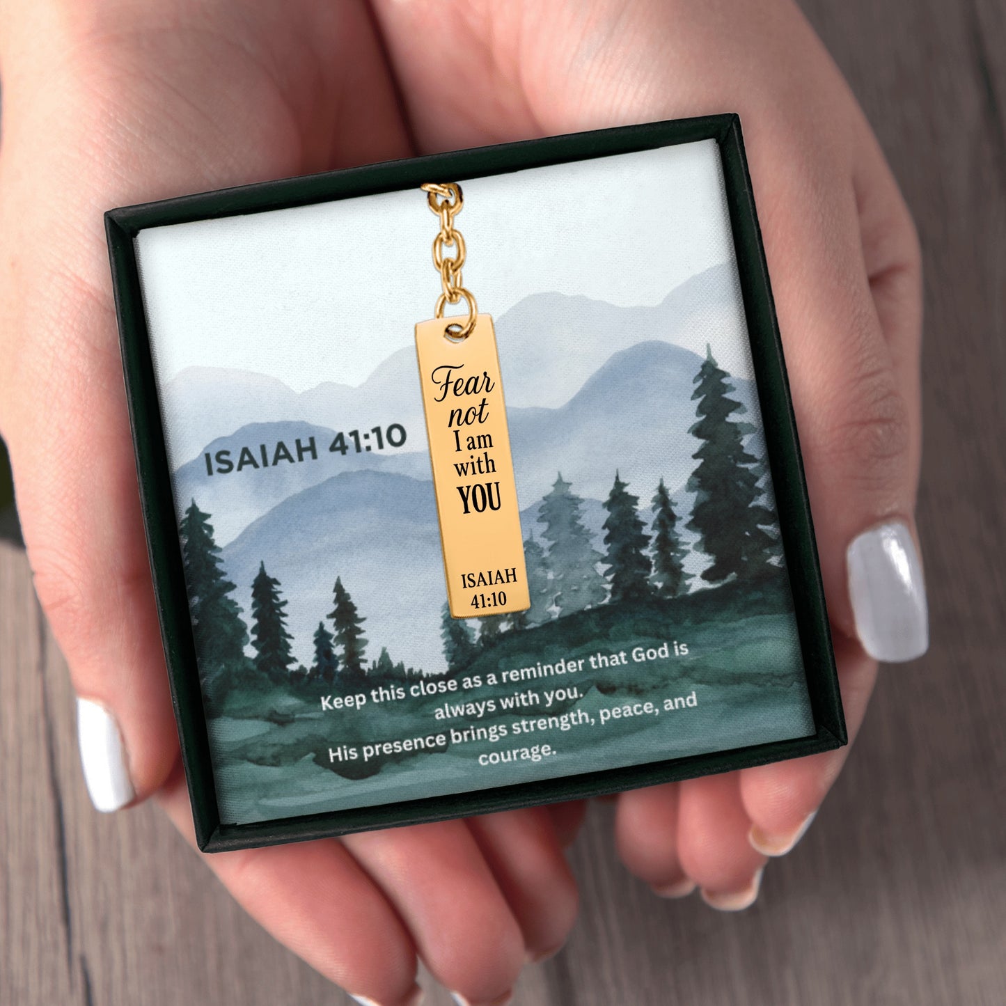 Isaiah 41:10 Engraved Vertical Bar Keychain | Fear not I am with You | Bible Verse Christian Faith Religious Inspirational Gift Ideas