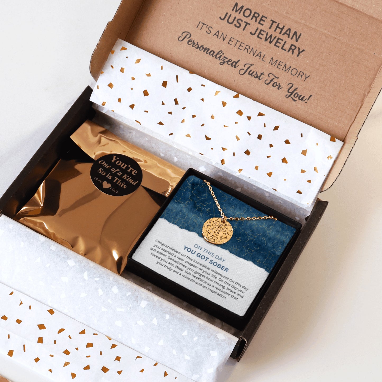 Custom Sober Day Star Map Sobriety Coin Necklace | Anniversary Recovery Encouragement Inspiration Gift for Women