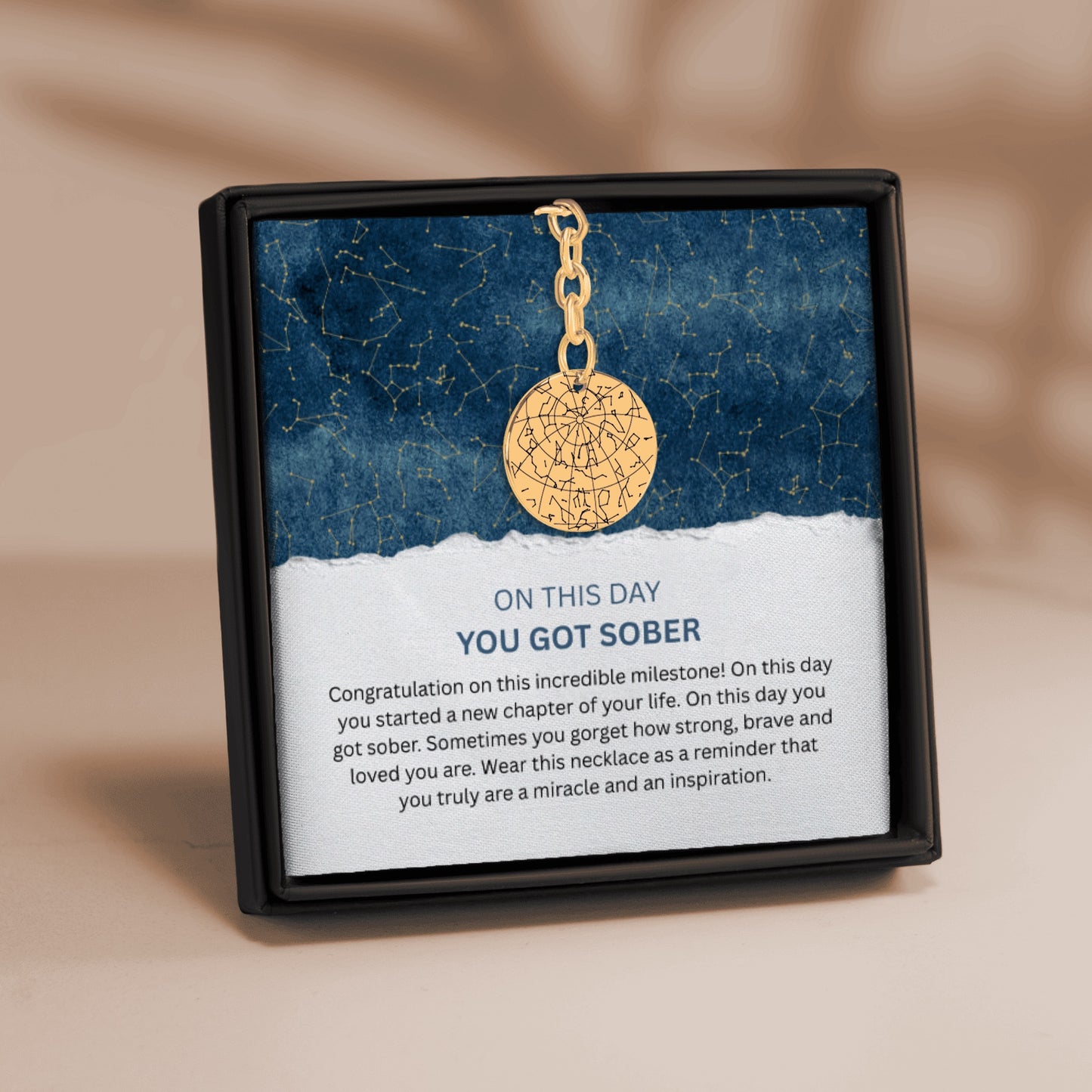 Custom Sober Day Star Map Sobriety Coin Keychain | Anniversary Recovery Encouragement Inspiration Gift