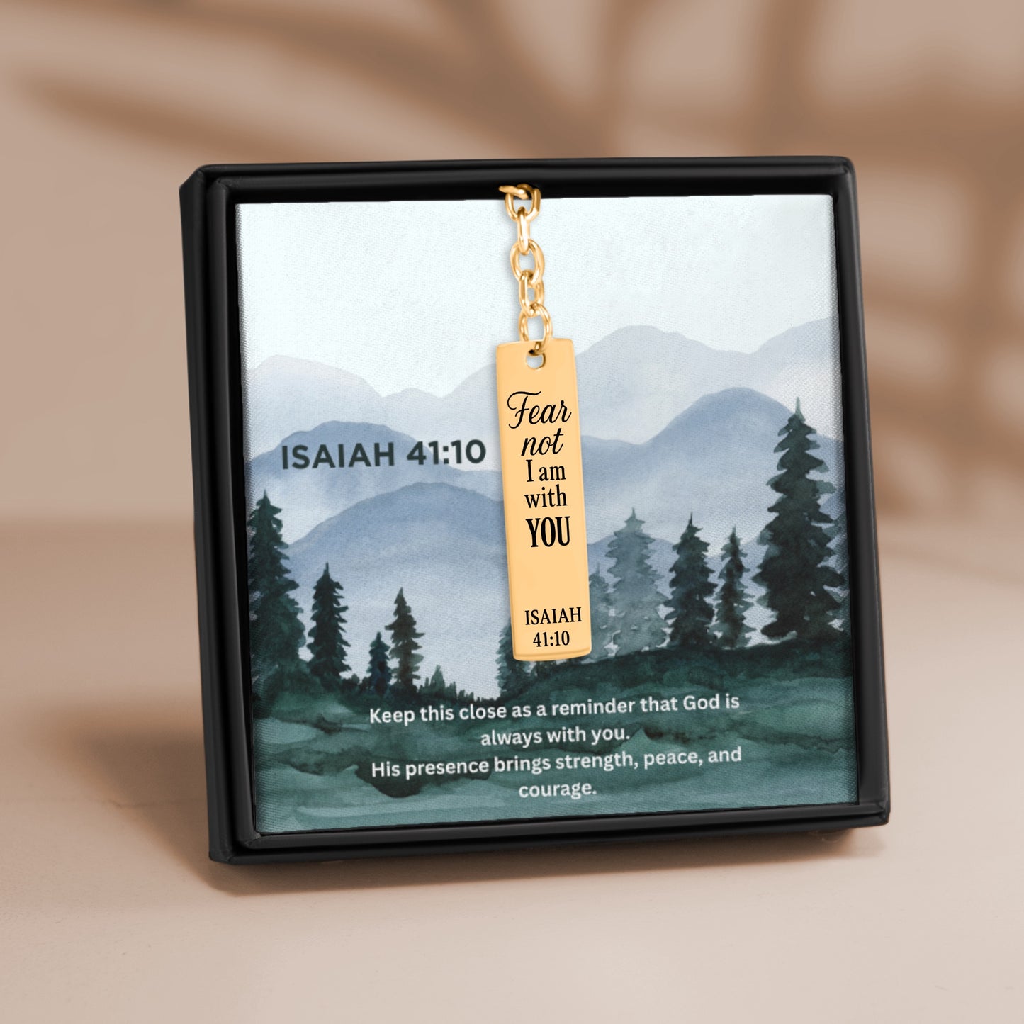 Isaiah 41:10 Engraved Vertical Bar Keychain | Fear not I am with You | Bible Verse Christian Faith Religious Inspirational Gift Ideas