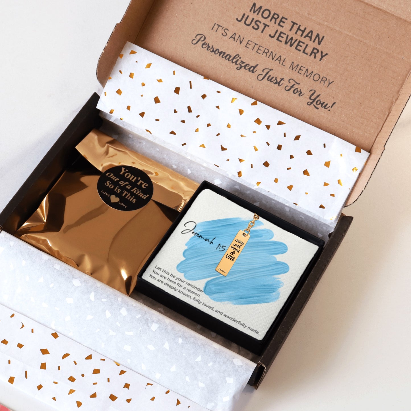 Jeremiah 1:5 Vertical Bar Keychain | Created with Purpose and Love | Bible Verse Christian Faith Religious Inspirational Gift Ideas