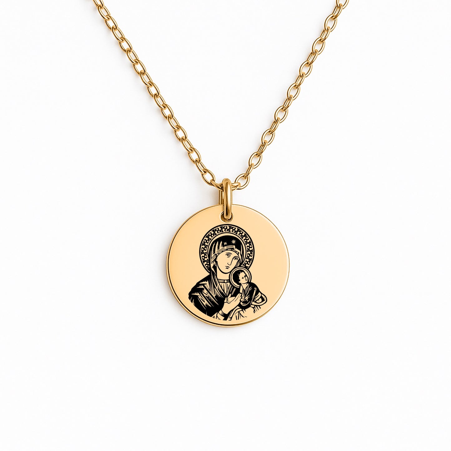 Mary and Jesus | Our Lady of Perpetual Help Engraved Necklace