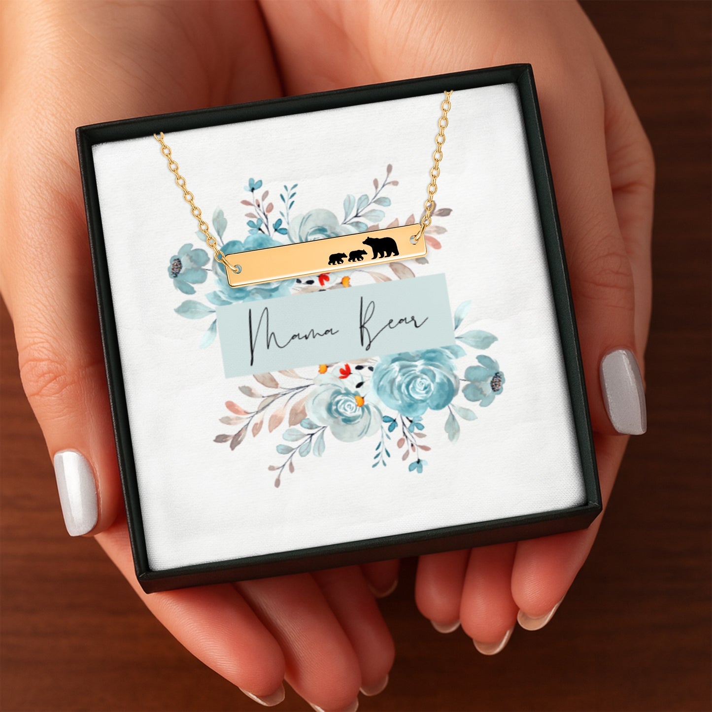 Mama Bear Bar Necklace, Mama Bear Bear Cubs Necklace, Mommy Necklace, Mother's Day Gift, New Mom Gift, Push Present for Wife, Gift for Her