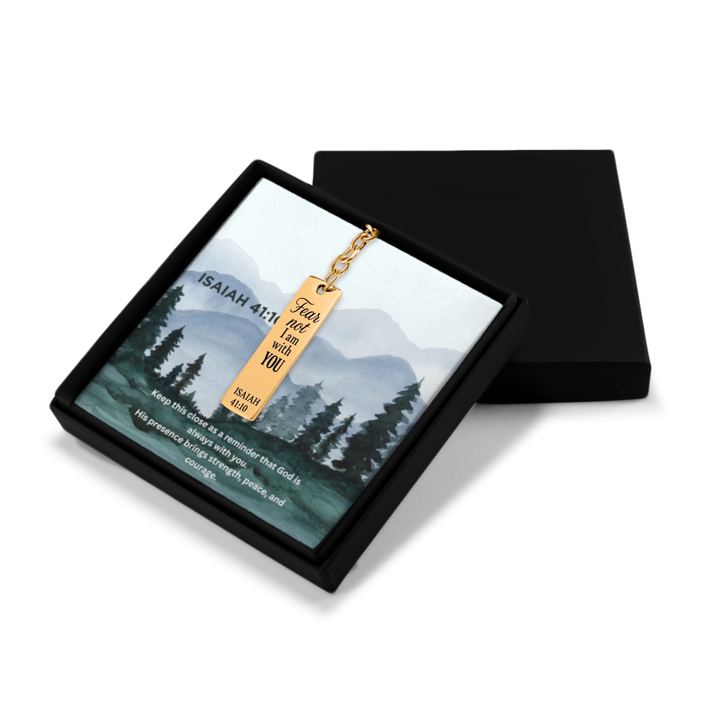 Isaiah 41:10 Engraved Vertical Bar Keychain | Fear not I am with You | Bible Verse Christian Faith Religious Inspirational Gift Ideas