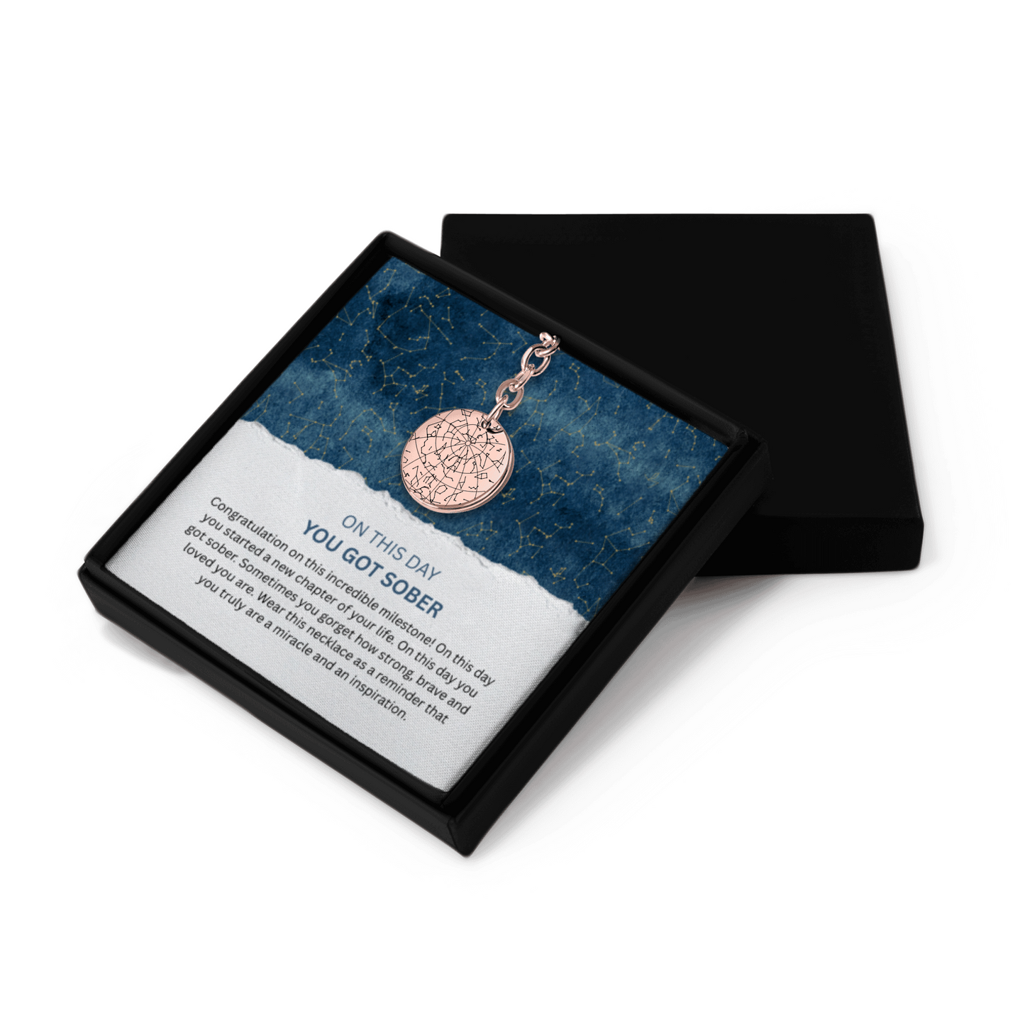 Custom Sober Day Star Map Sobriety Coin Keychain | Anniversary Recovery Encouragement Inspiration Gift