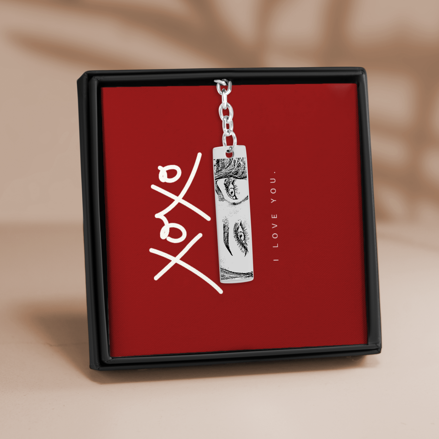 Personalized Custom Stunning Her Eyes His Your Eyes Eyes Engraved Vertical Bar Keychain | Special Gift Ideas for Birthday Christmas Anniversary Valentine's Day and More