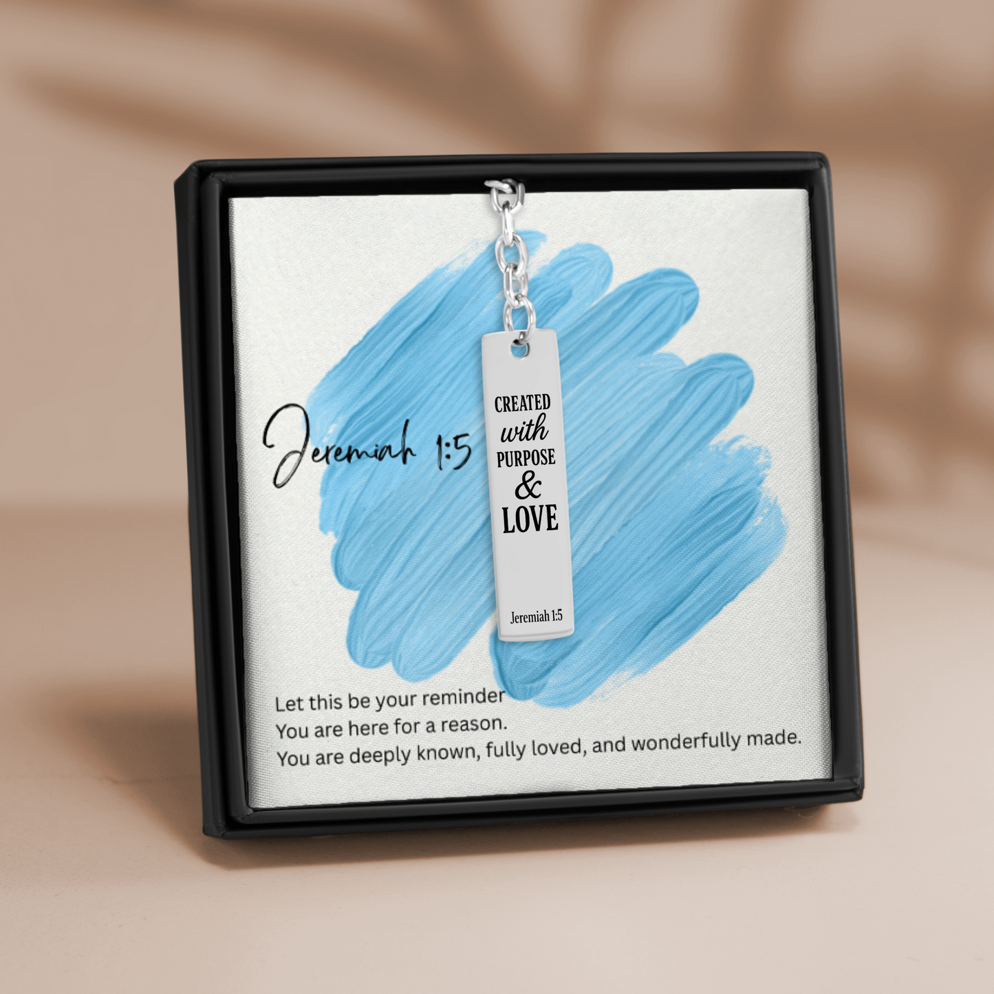 Jeremiah 1:5 Vertical Bar Keychain | Created with Purpose and Love | Bible Verse Christian Faith Religious Inspirational Gift Ideas