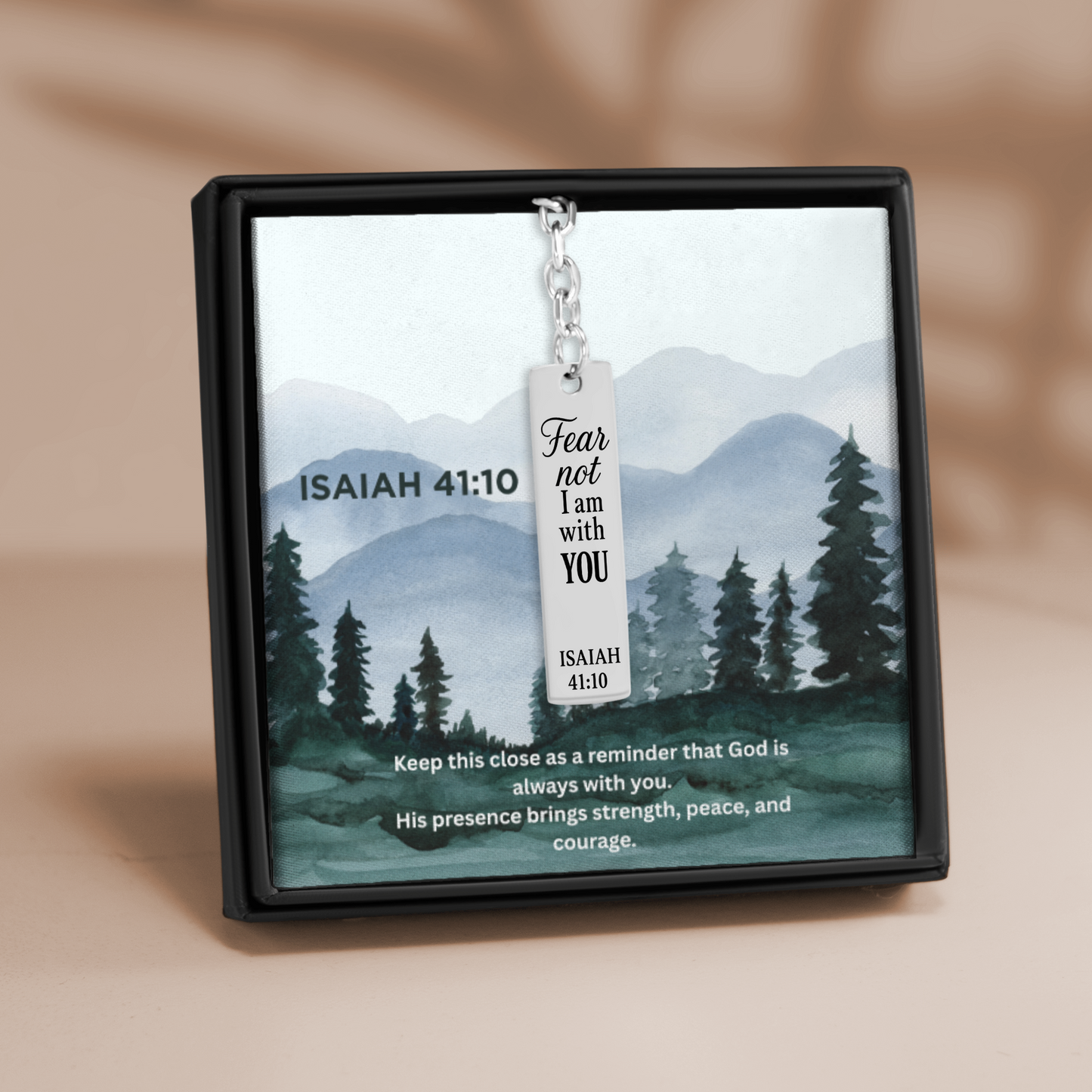 Isaiah 41:10 Engraved Vertical Bar Keychain | Fear not I am with You | Bible Verse Christian Faith Religious Inspirational Gift Ideas