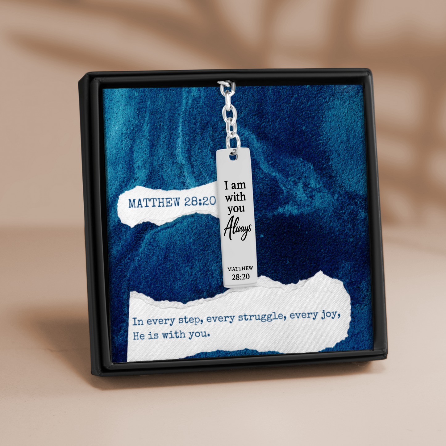 Matthew 28:20 Engraved Vertical Bar Keychain | I am with You Always | Bible Verse Christian Faith Religious Inspirational Gift Ideas