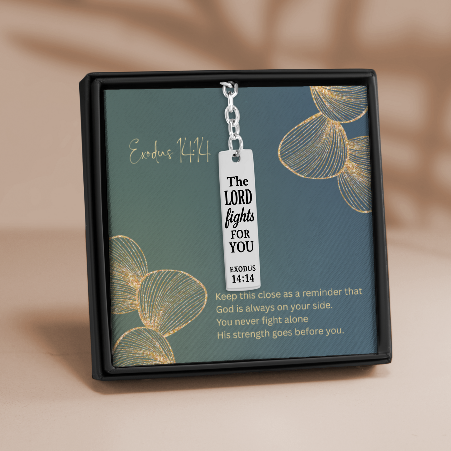 Exodus 14:14 Engraved Vertical Bar Keychain | The Lord Fights for You | Bible Verse Christian Faith Religious Inspirational Gift Ideas