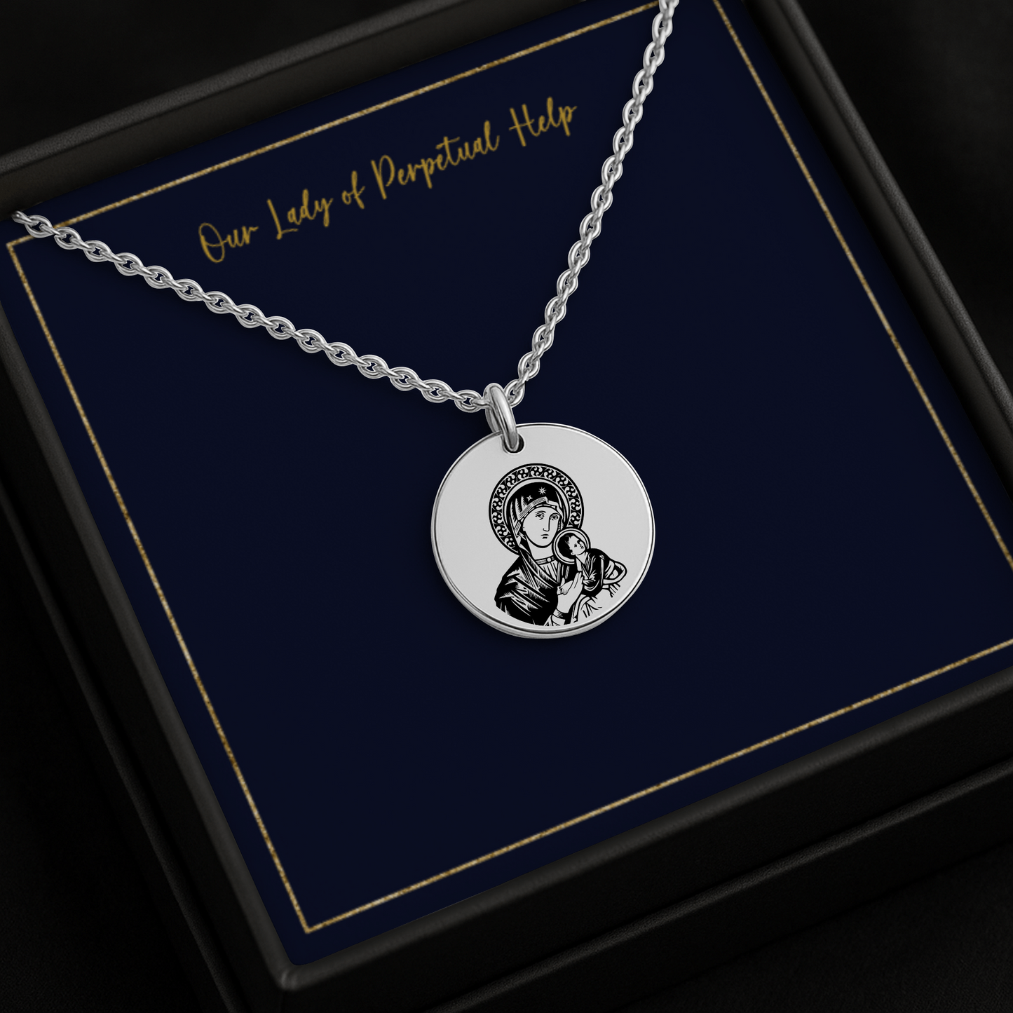 Mary and Jesus | Our Lady of Perpetual Help Engraved Necklace