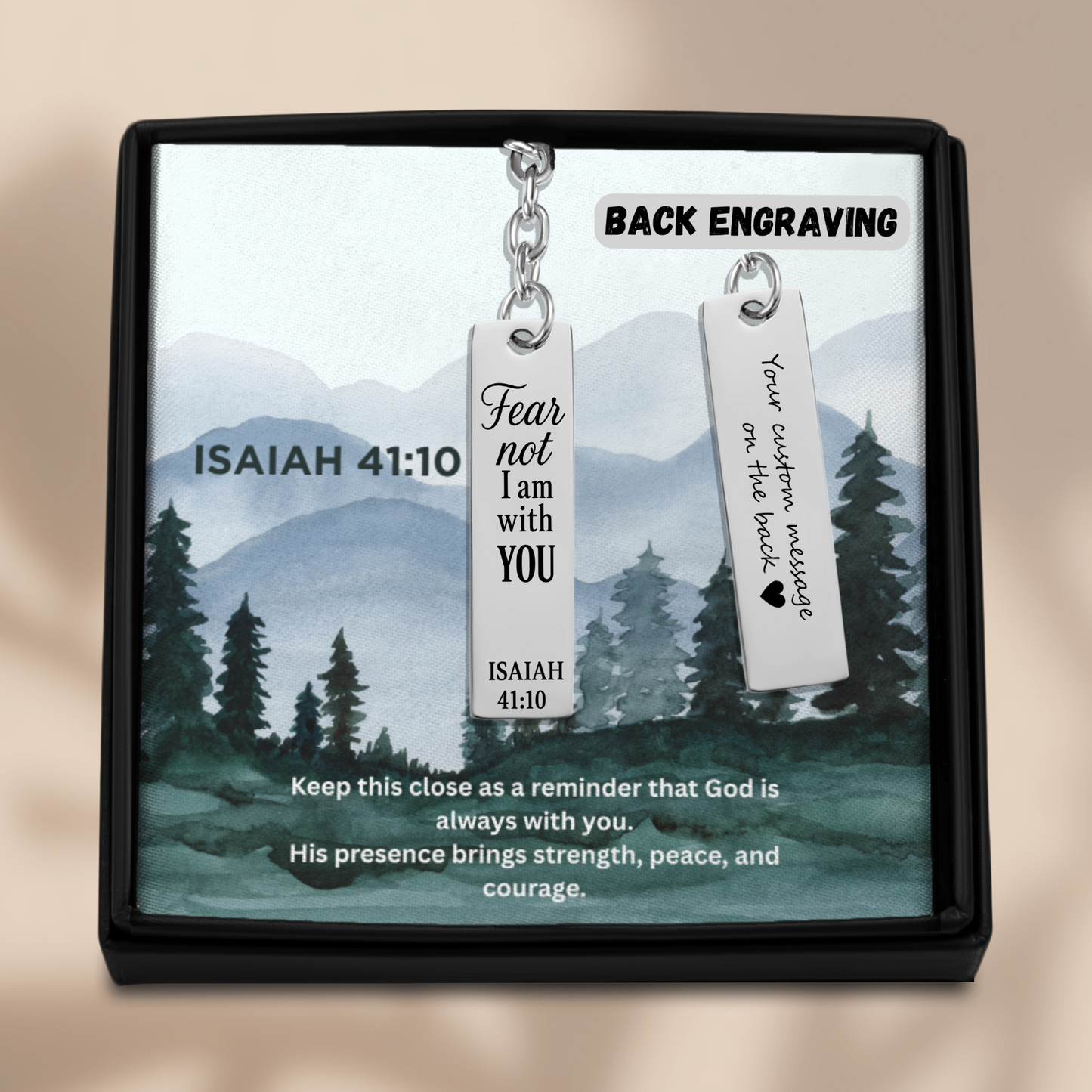 Isaiah 41:10 Engraved Vertical Bar Keychain | Fear not I am with You | Bible Verse Christian Faith Religious Inspirational Gift Ideas