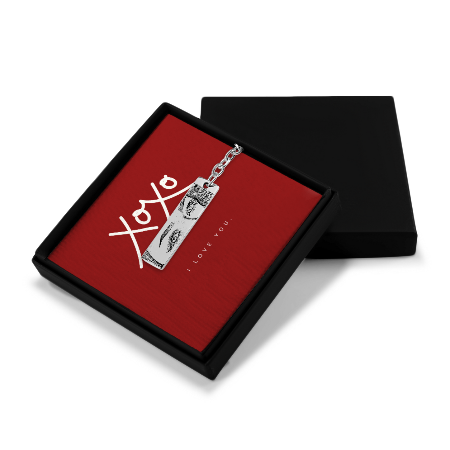 Personalized Custom Stunning Her Eyes His Your Eyes Eyes Engraved Vertical Bar Keychain | Special Gift Ideas for Birthday Christmas Anniversary Valentine's Day and More