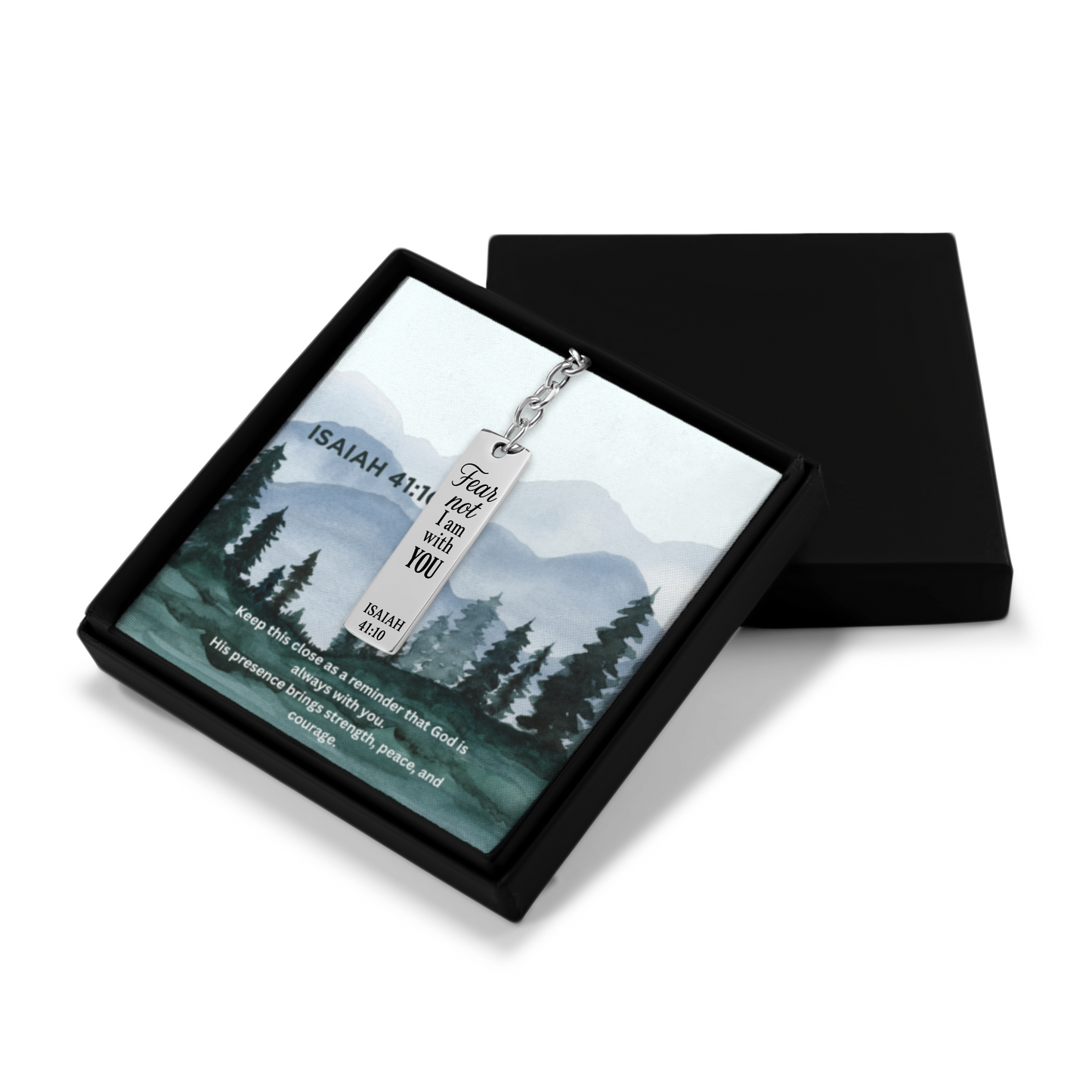 Isaiah 41:10 Engraved Vertical Bar Keychain | Fear not I am with You | Bible Verse Christian Faith Religious Inspirational Gift Ideas