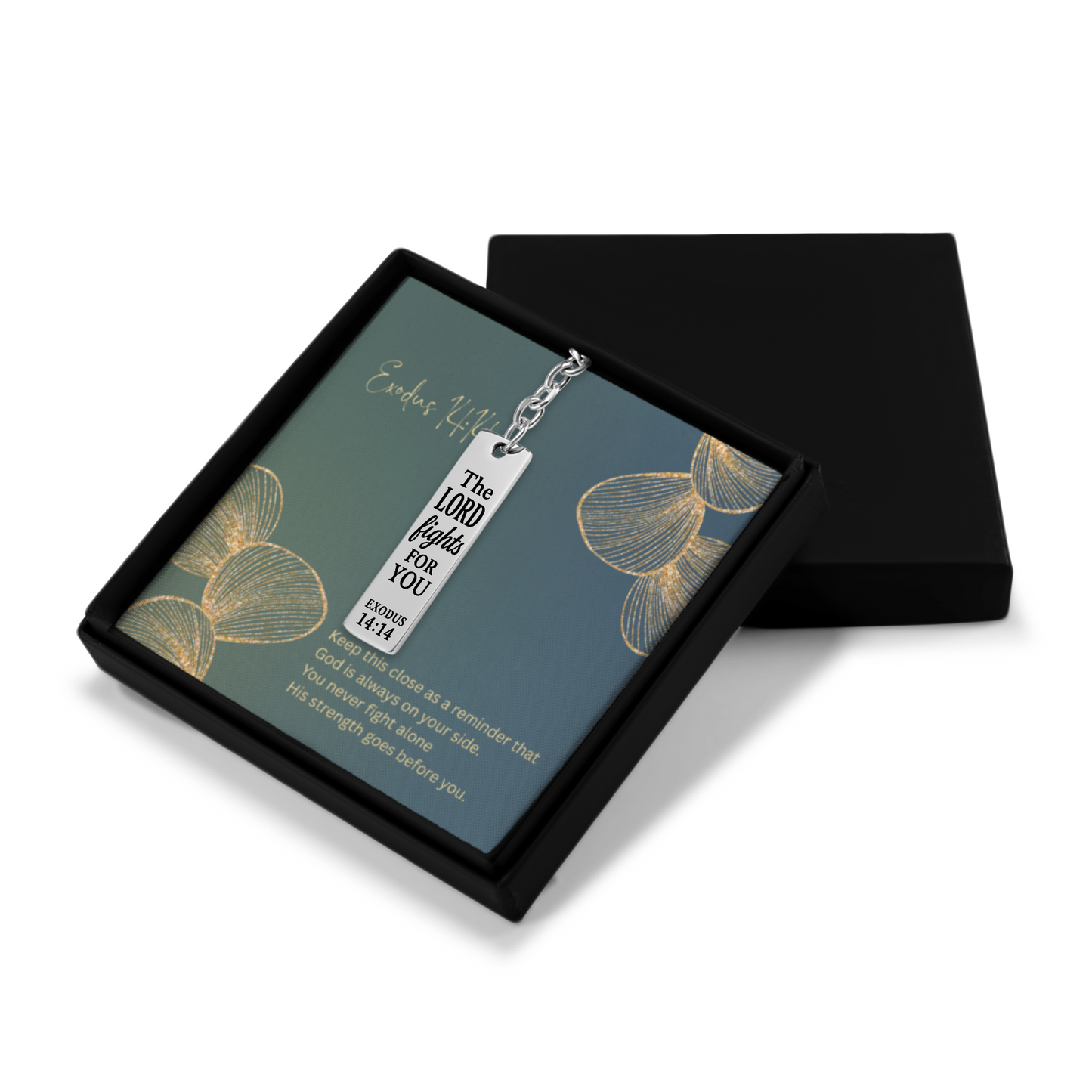 Exodus 14:14 Engraved Vertical Bar Keychain | The Lord Fights for You | Bible Verse Christian Faith Religious Inspirational Gift Ideas