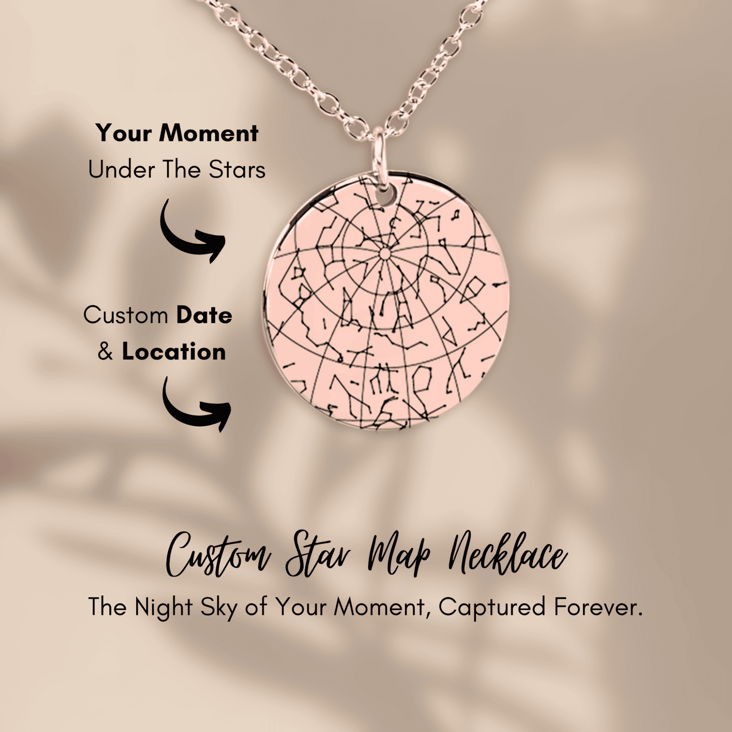 Custom Sober Day Star Map Sobriety Coin Necklace | Anniversary Recovery Encouragement Inspiration Gift for Women