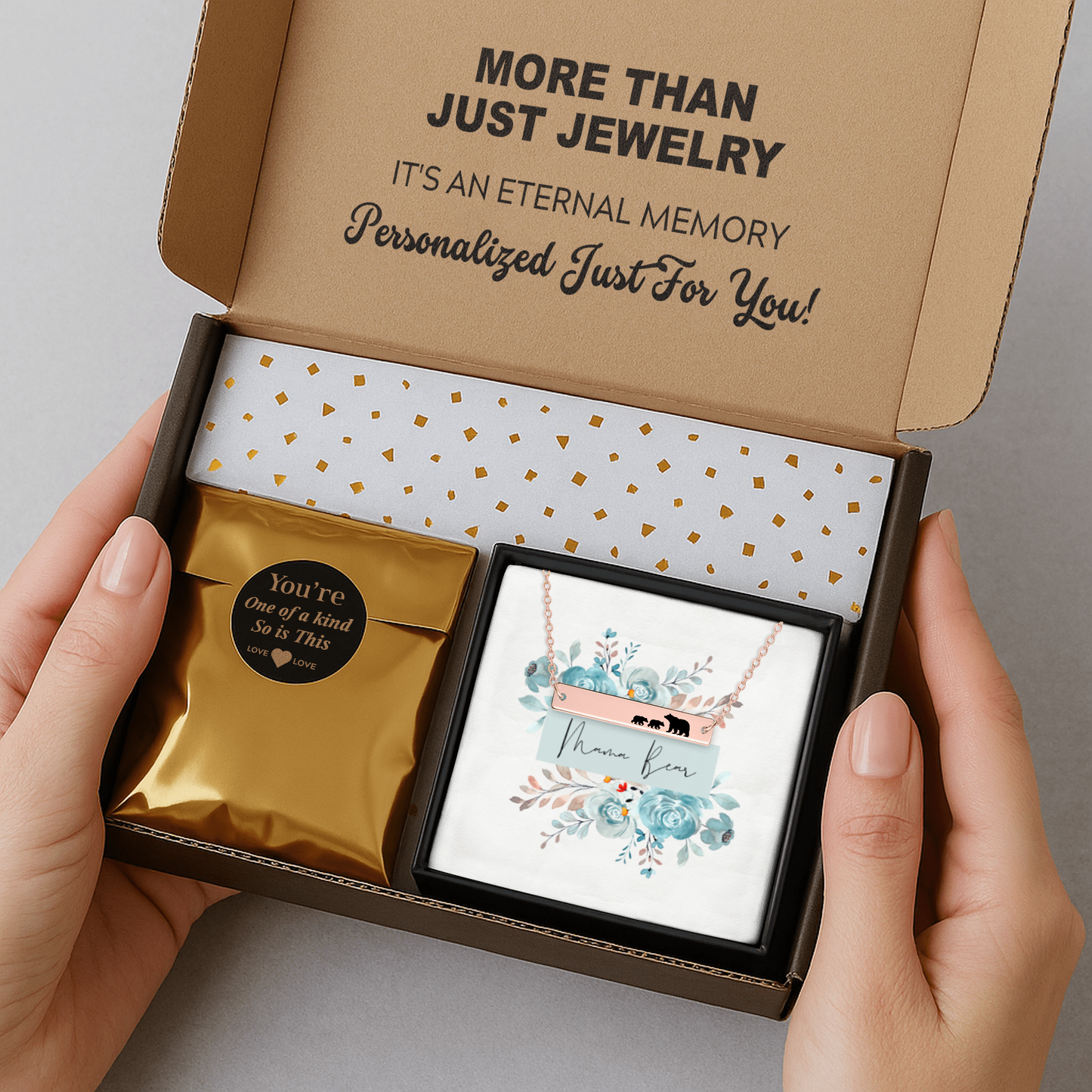 Mama Bear Bar Necklace, Mama Bear Bear Cubs Necklace, Mommy Necklace, Mother's Day Gift, New Mom Gift, Push Present for Wife, Gift for Her