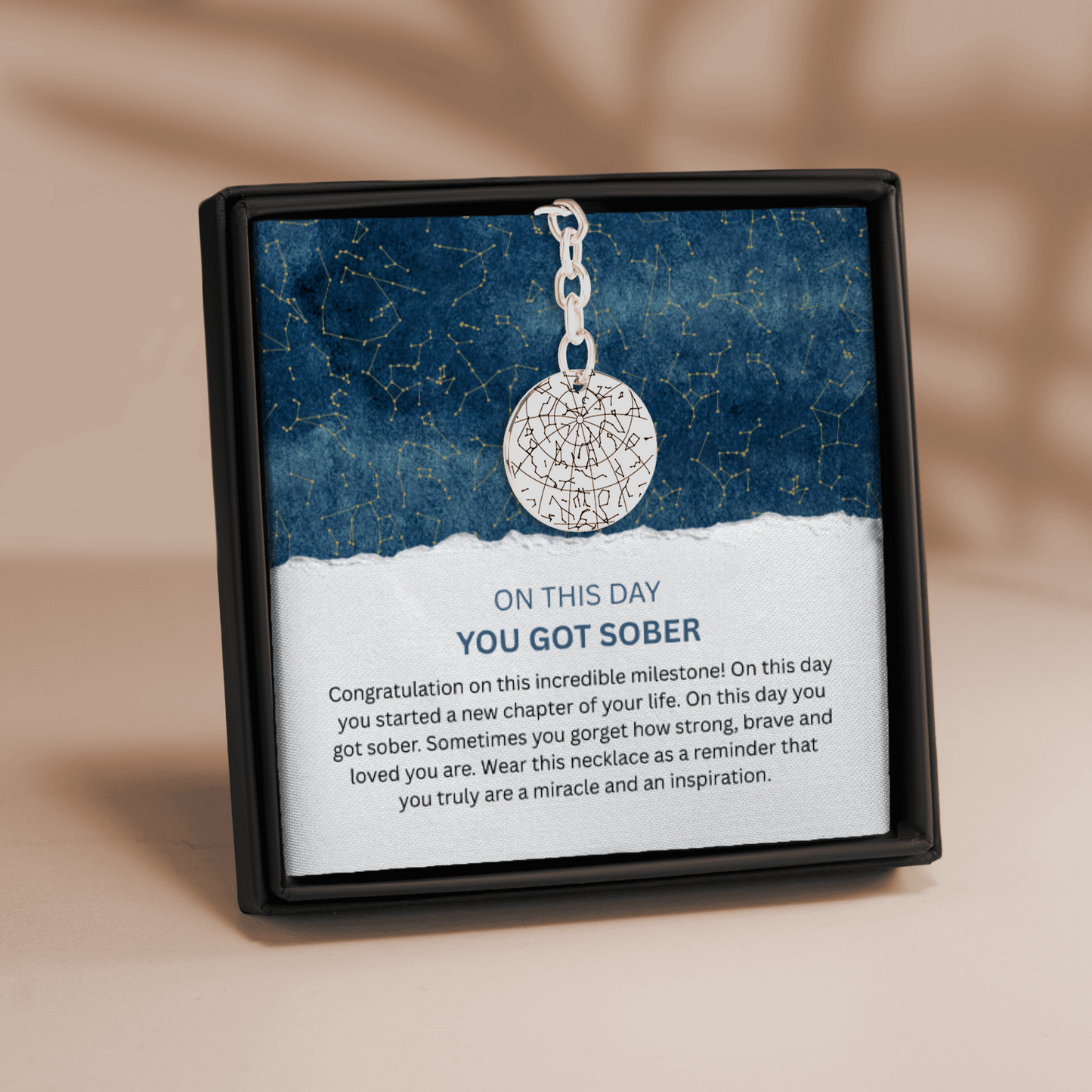 Custom Sober Day Star Map Sobriety Coin Keychain | Anniversary Recovery Encouragement Inspiration Gift
