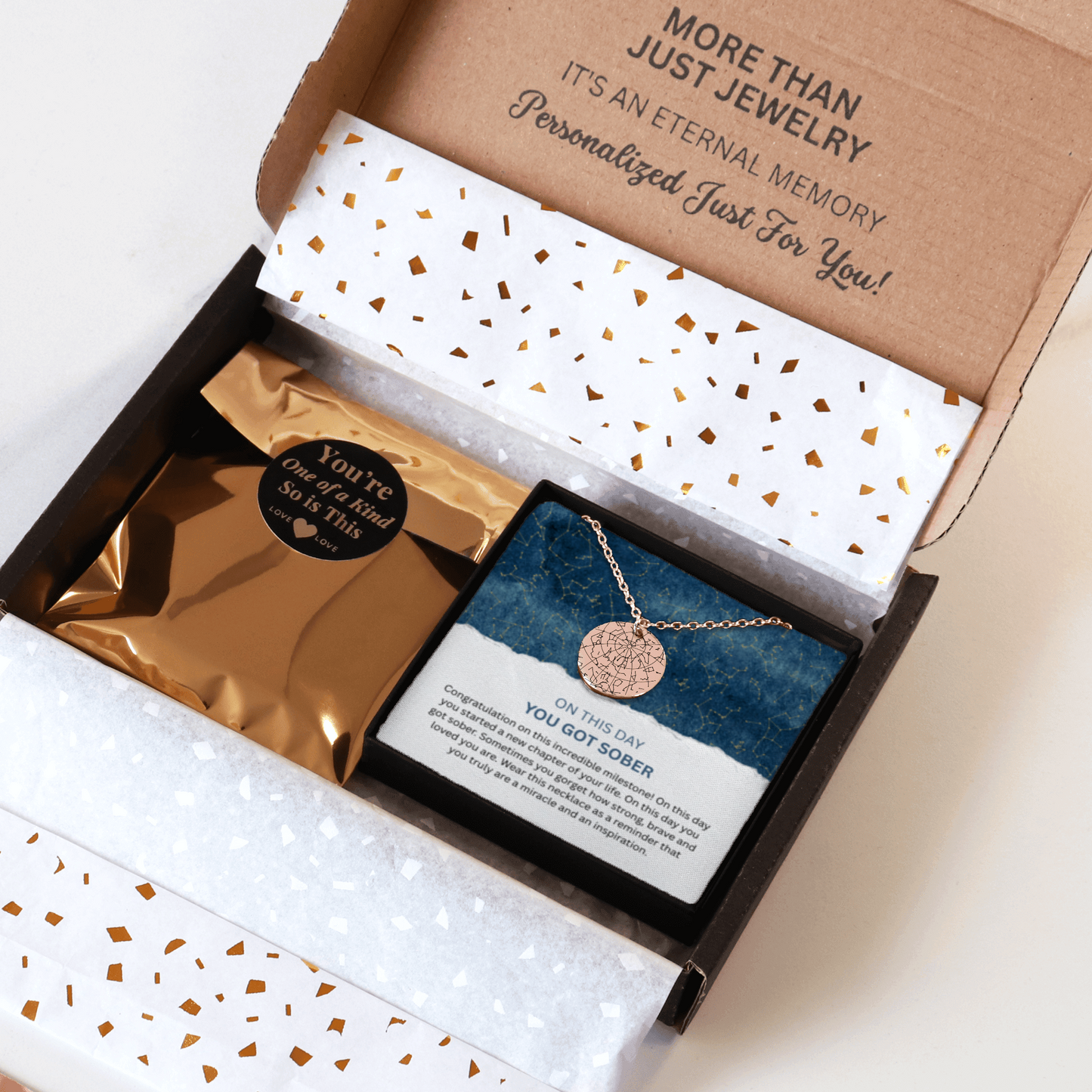 Custom Sober Day Star Map Sobriety Coin Necklace | Anniversary Recovery Encouragement Inspiration Gift for Women