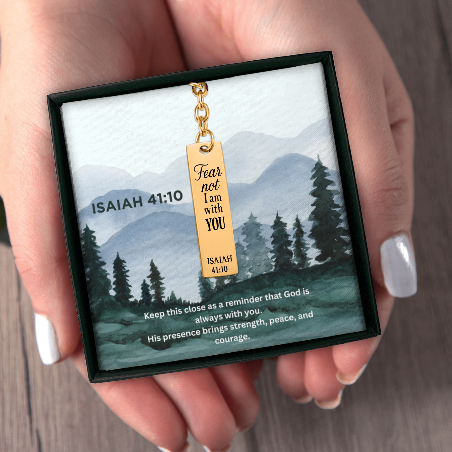 Isaiah 41:10 Engraved Vertical Bar Keychain | Fear not I am with You | Bible Verse Christian Faith Religious Inspirational Gift Ideas
