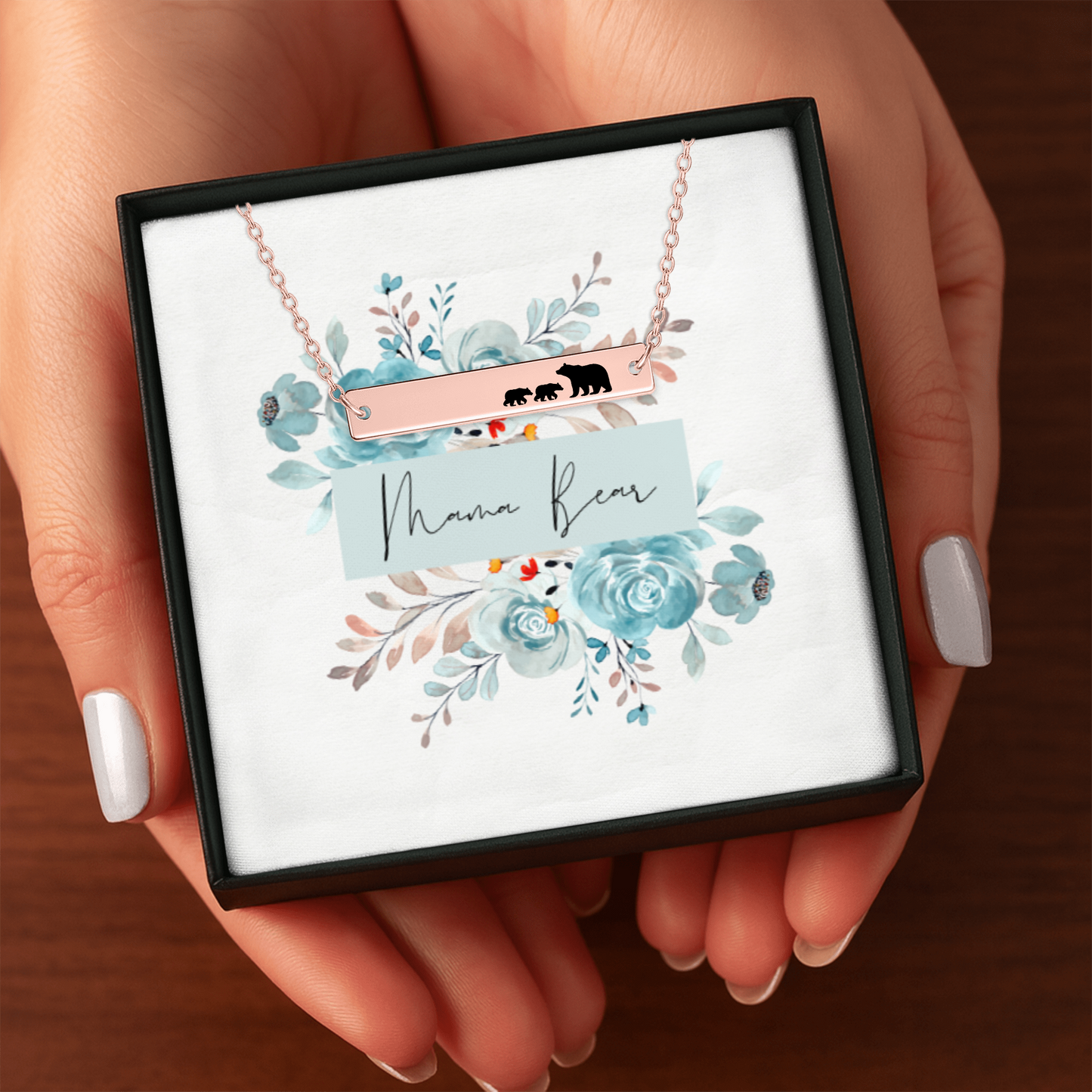 Mama Bear Bar Necklace, Mama Bear Bear Cubs Necklace, Mommy Necklace, Mother's Day Gift, New Mom Gift, Push Present for Wife, Gift for Her