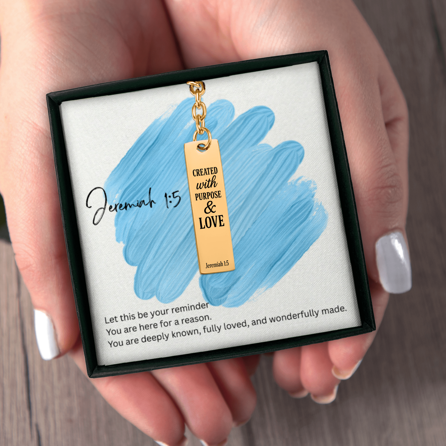 Jeremiah 1:5 Vertical Bar Keychain | Created with Purpose and Love | Bible Verse Christian Faith Religious Inspirational Gift Ideas