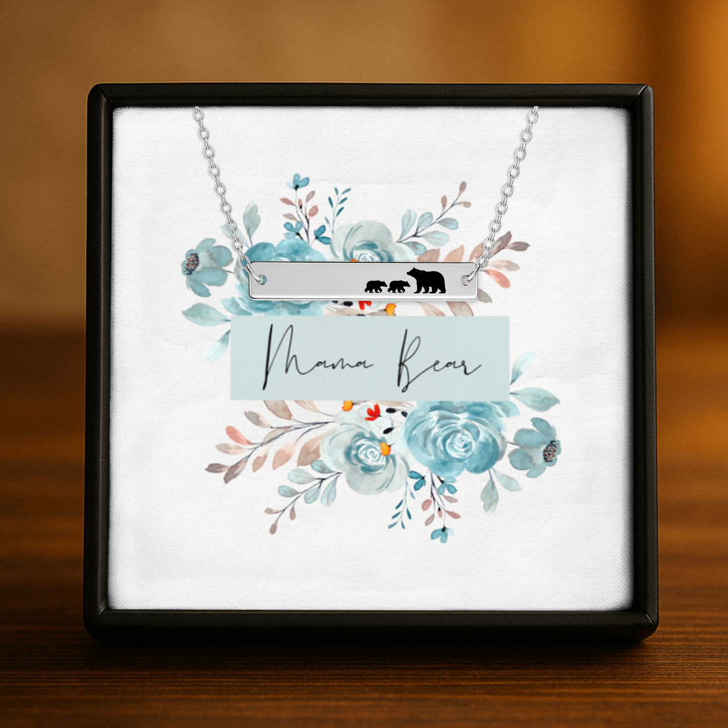 Mama Bear Bar Necklace, Mama Bear Bear Cubs Necklace, Mommy Necklace, Mother's Day Gift, New Mom Gift, Push Present for Wife, Gift for Her