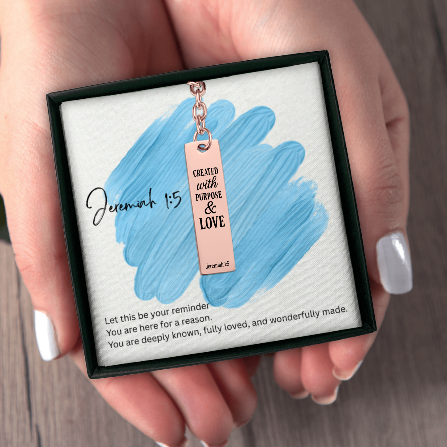 Jeremiah 1:5 Vertical Bar Keychain | Created with Purpose and Love | Bible Verse Christian Faith Religious Inspirational Gift Ideas