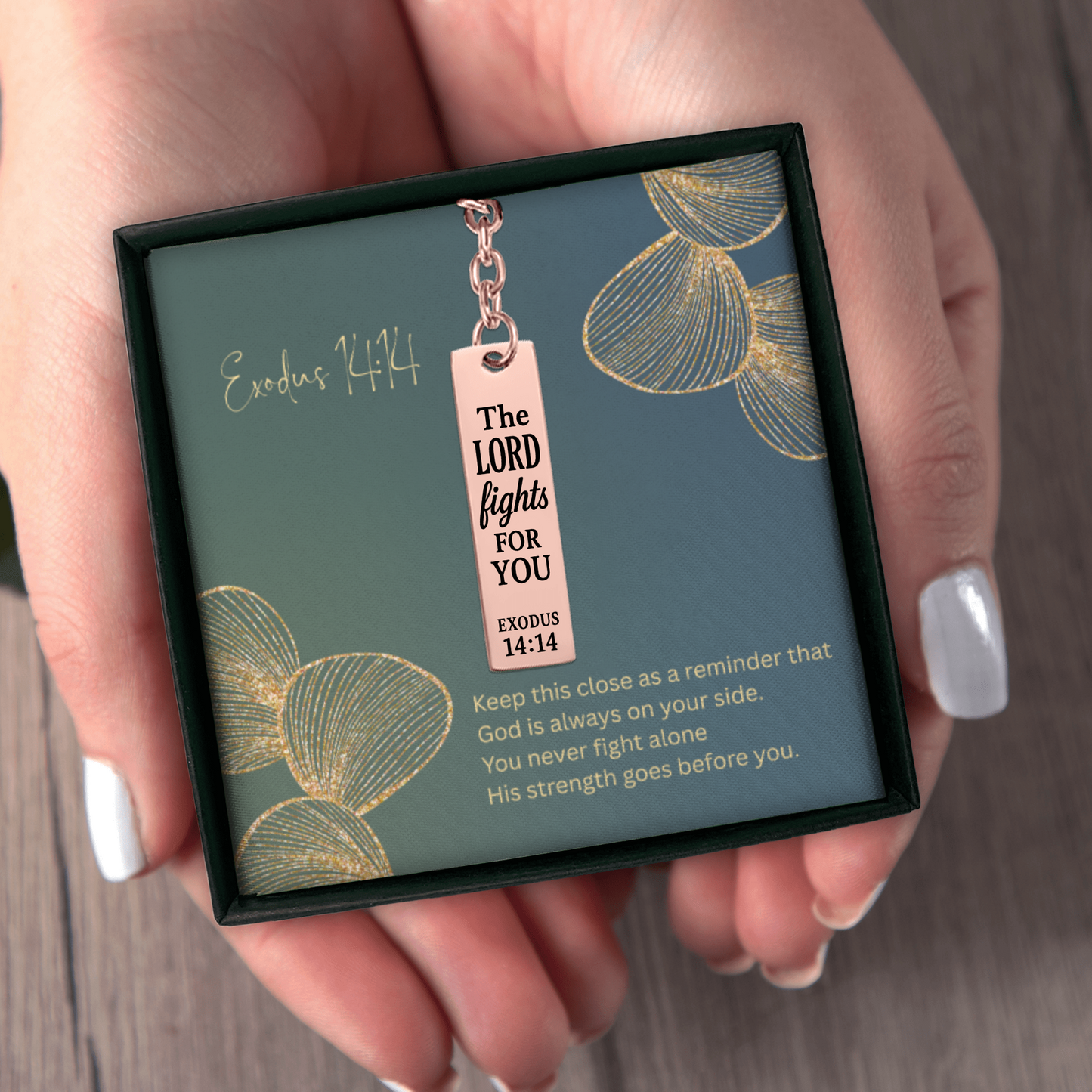 Exodus 14:14 Engraved Vertical Bar Keychain | The Lord Fights for You | Bible Verse Christian Faith Religious Inspirational Gift Ideas