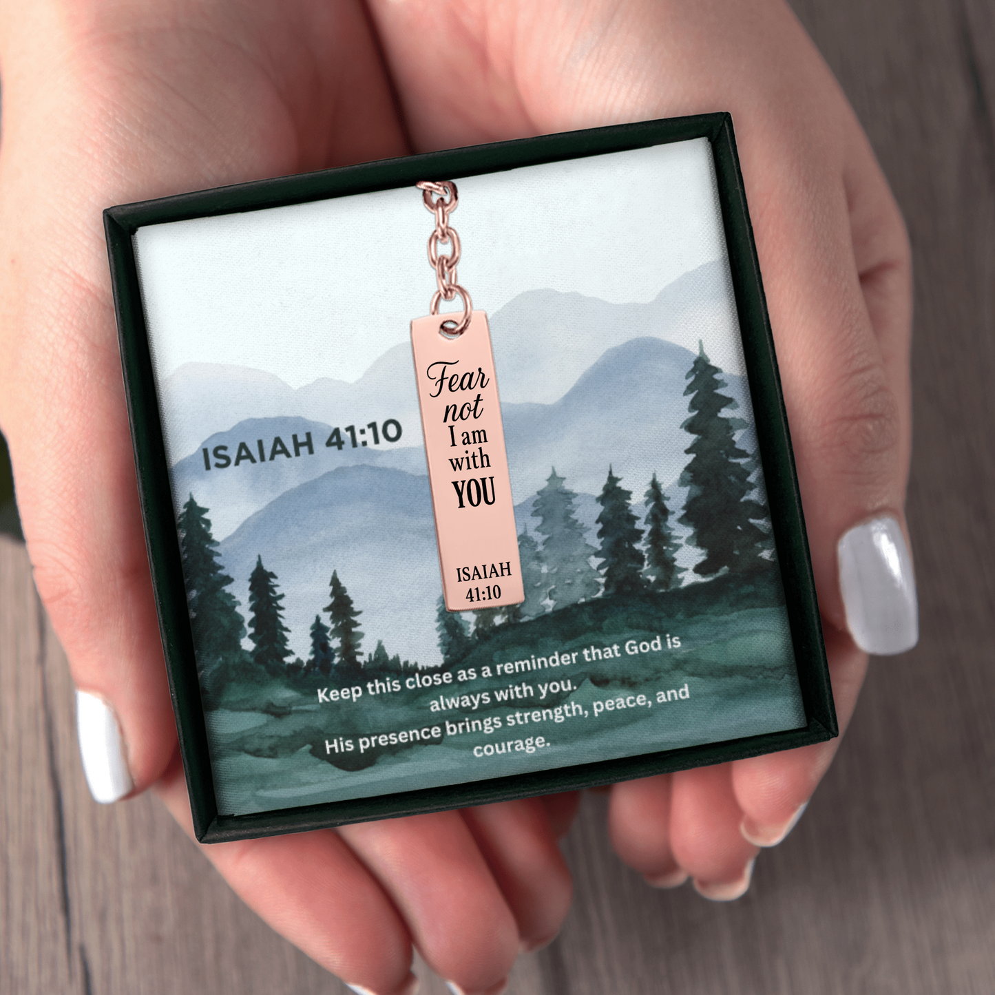 Isaiah 41:10 Engraved Vertical Bar Keychain | Fear not I am with You | Bible Verse Christian Faith Religious Inspirational Gift Ideas