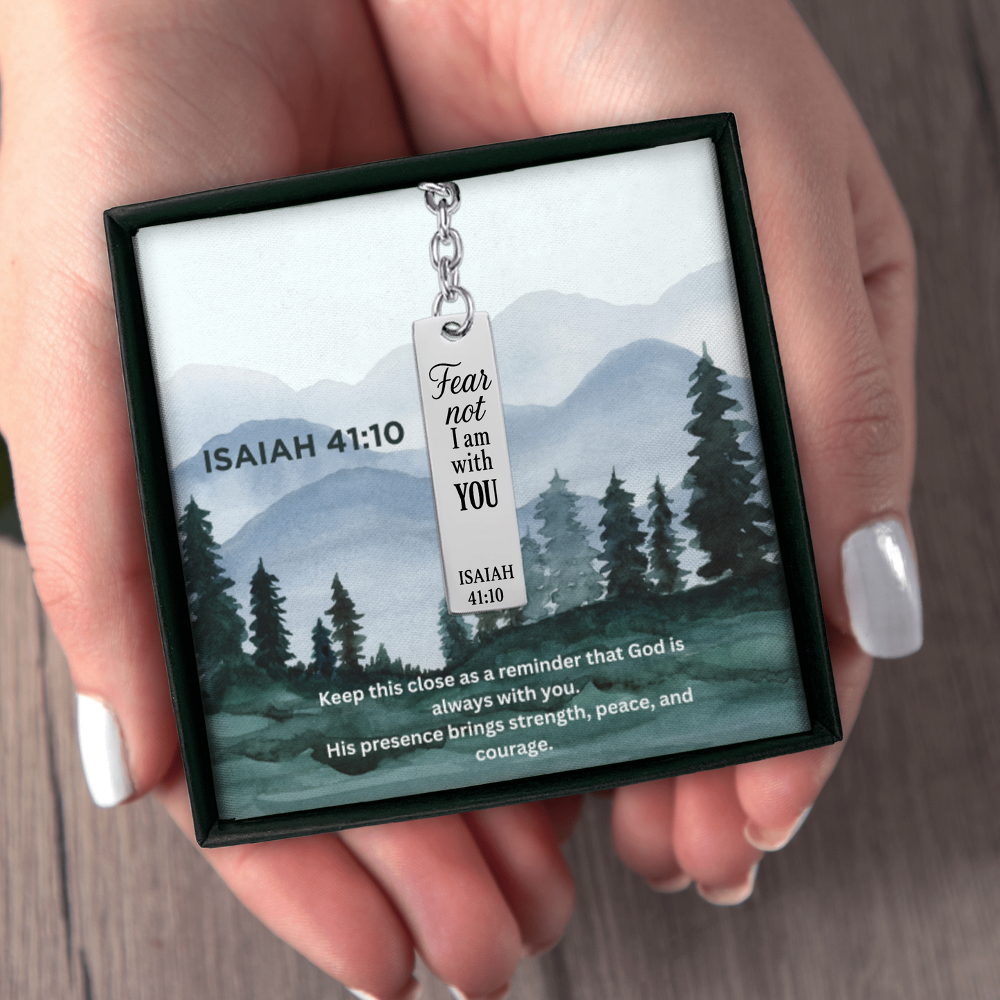 Isaiah 41:10 Engraved Vertical Bar Keychain | Fear not I am with You | Bible Verse Christian Faith Religious Inspirational Gift Ideas