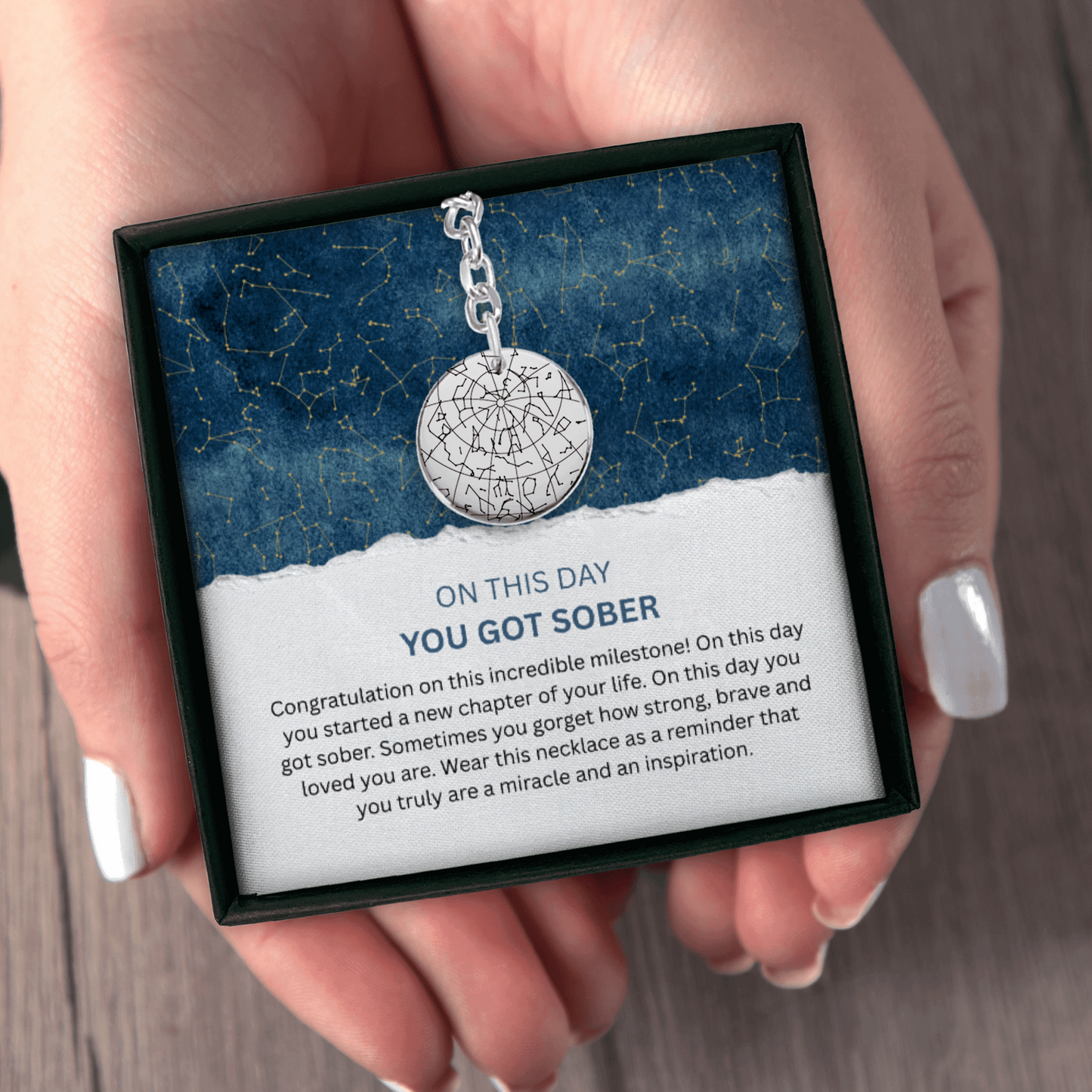 Custom Sober Day Star Map Sobriety Coin Keychain | Anniversary Recovery Encouragement Inspiration Gift