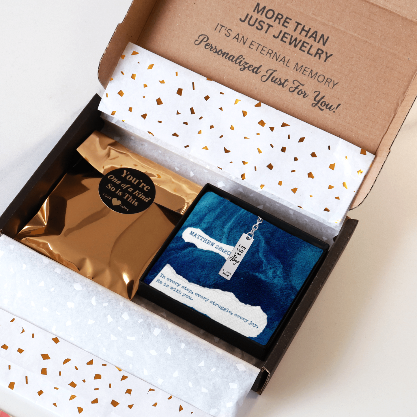 Matthew 28:20 Engraved Vertical Bar Keychain | I am with You Always | Bible Verse Christian Faith Religious Inspirational Gift Ideas