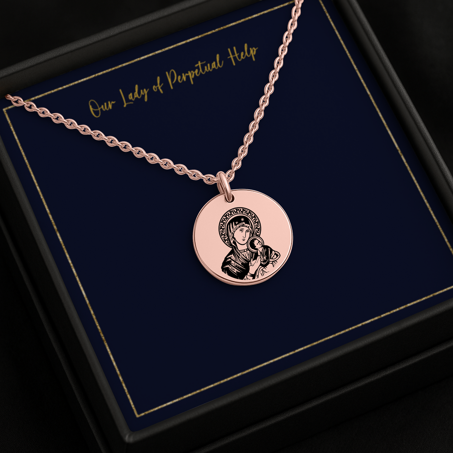 Mary and Jesus | Our Lady of Perpetual Help Engraved Necklace