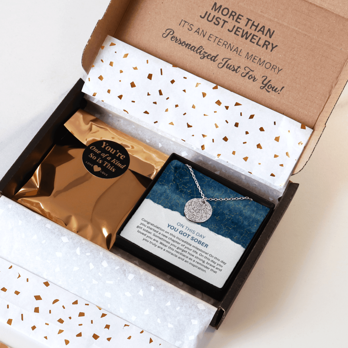 Custom Sober Day Star Map Sobriety Coin Necklace | Anniversary Recovery Encouragement Inspiration Gift for Women