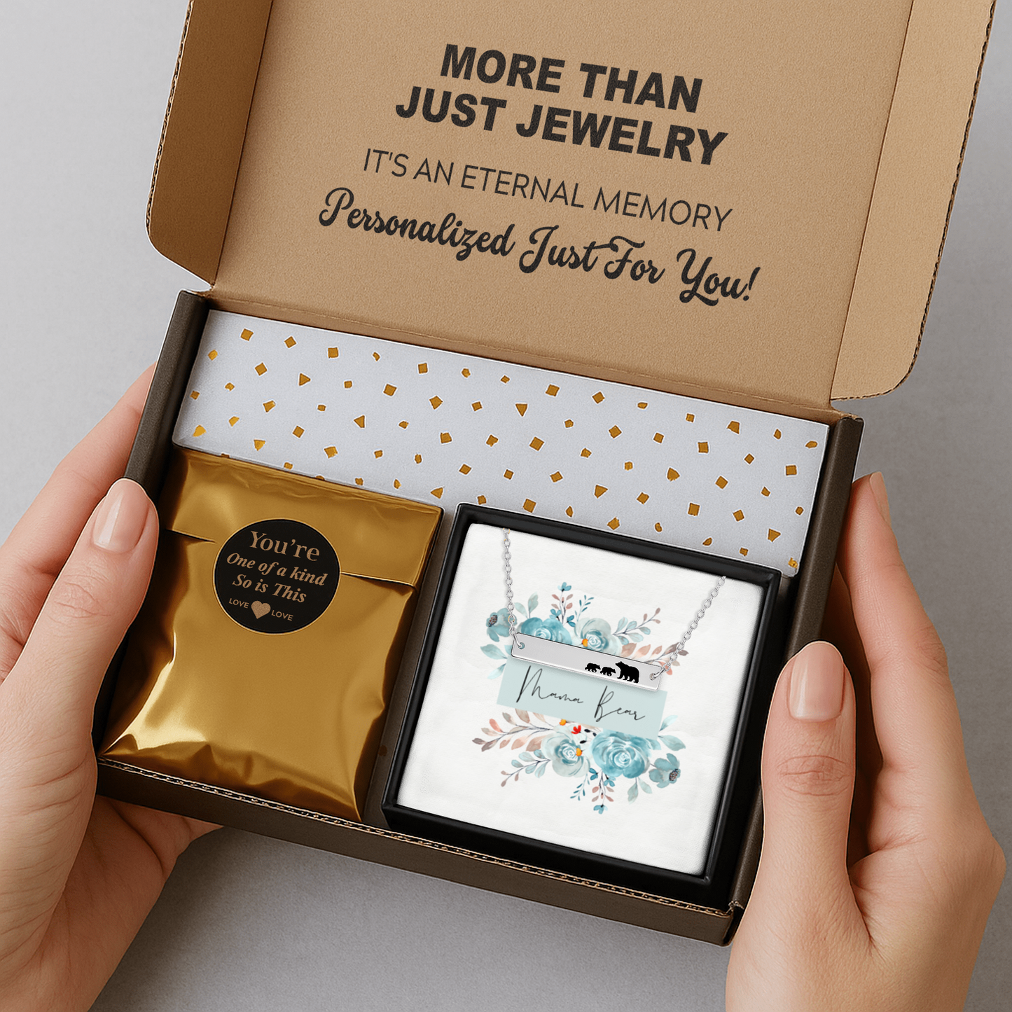 Mama Bear Bar Necklace, Mama Bear Bear Cubs Necklace, Mommy Necklace, Mother's Day Gift, New Mom Gift, Push Present for Wife, Gift for Her