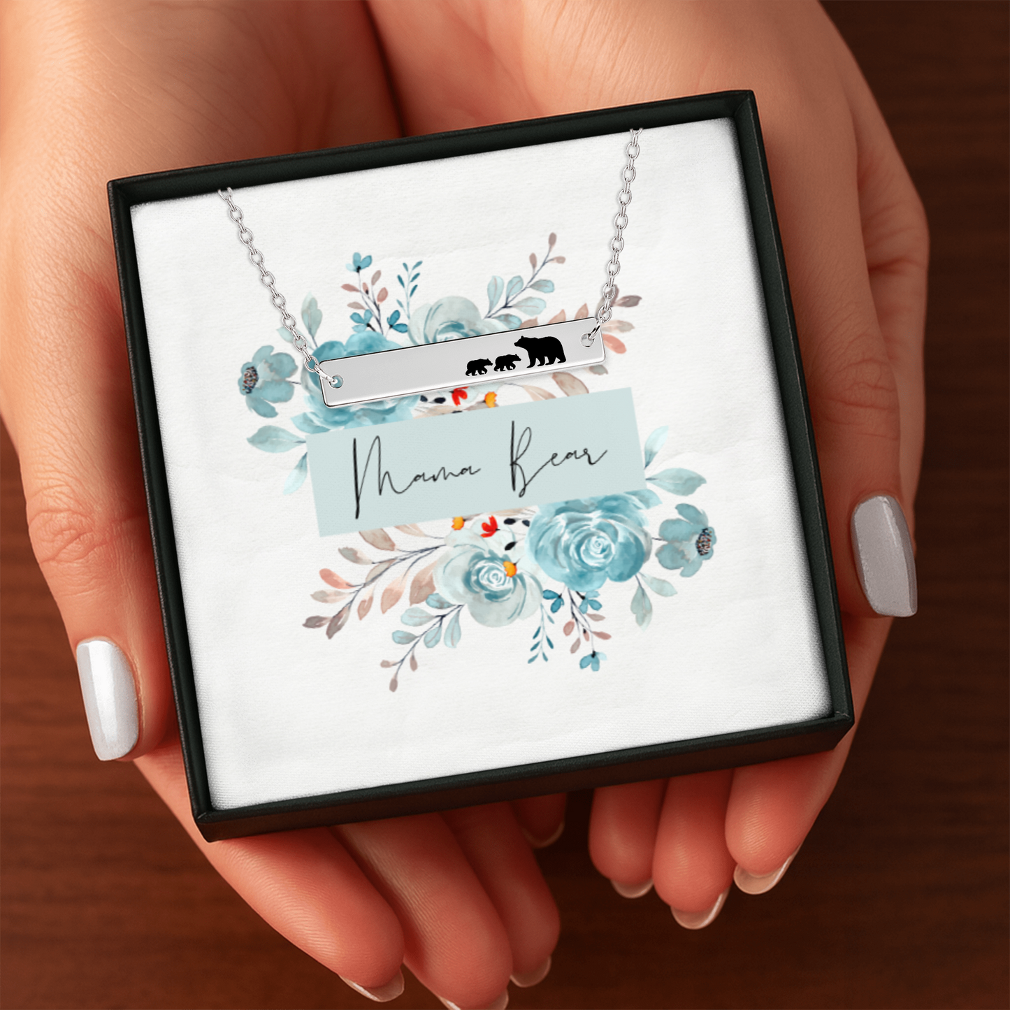 Mama Bear Bar Necklace, Mama Bear Bear Cubs Necklace, Mommy Necklace, Mother's Day Gift, New Mom Gift, Push Present for Wife, Gift for Her