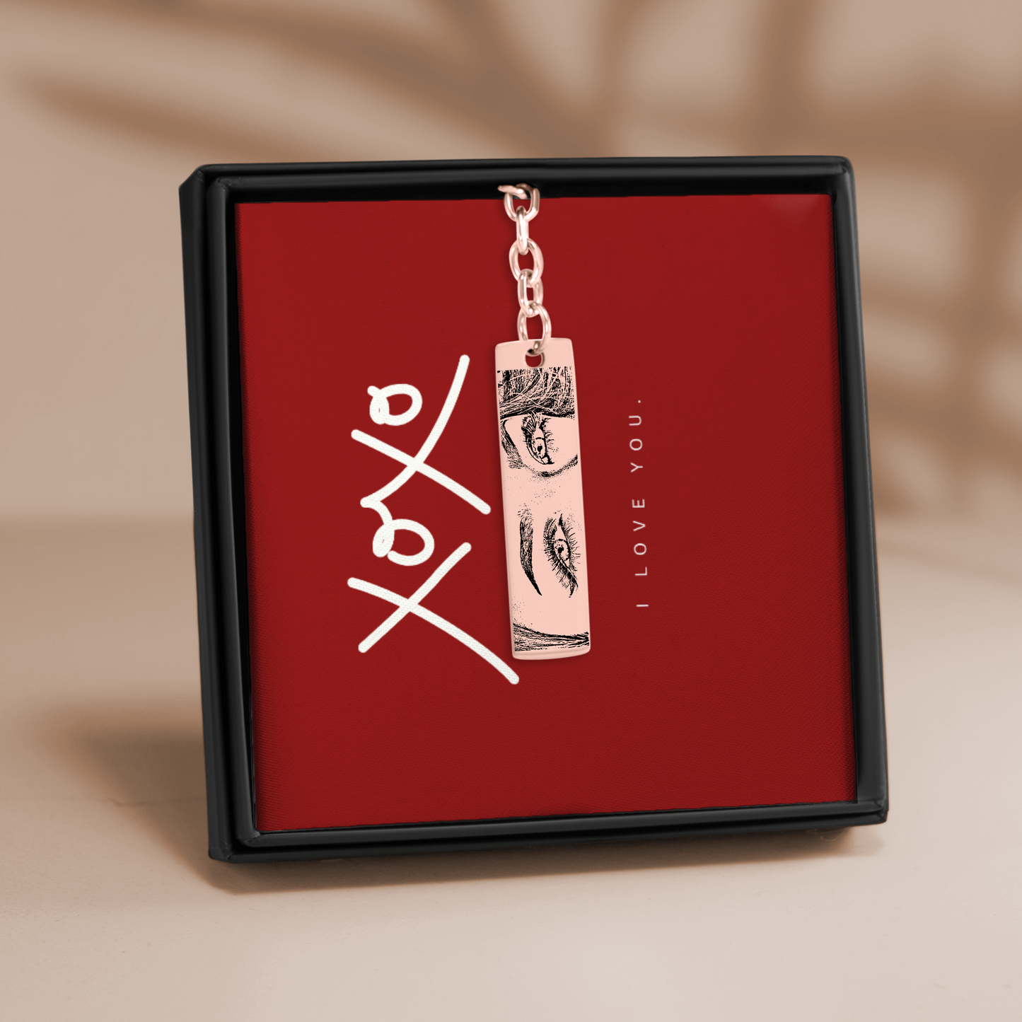 Personalized Custom Stunning Her Eyes His Your Eyes Eyes Engraved Vertical Bar Keychain | Special Gift Ideas for Birthday Christmas Anniversary Valentine's Day and More